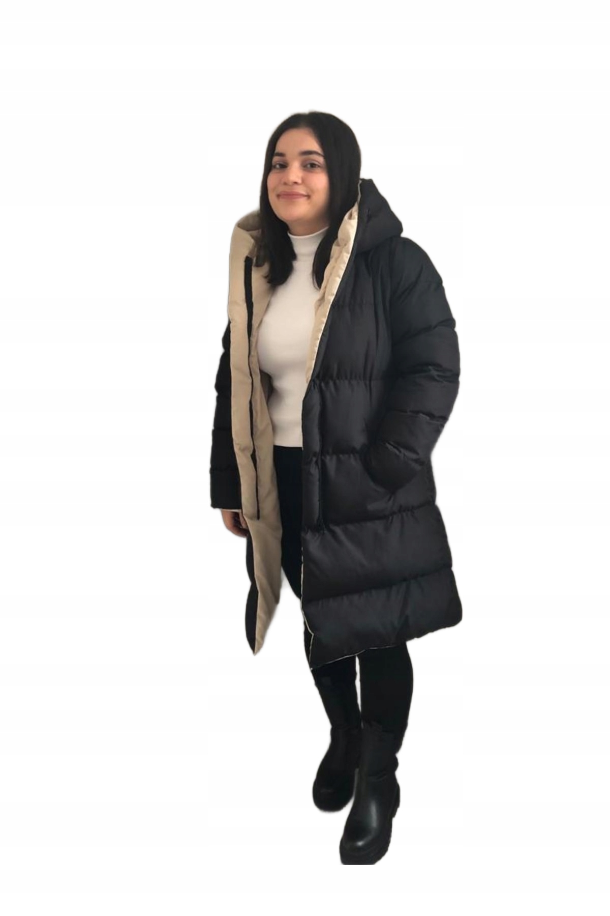 Trendyol Dvoubarevná Prošívaná Bunda S Kapucí 36 Opb