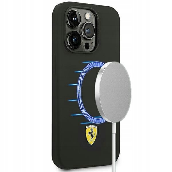 Ferrari iPhone 14 Pro 6,1"czarny/black hardcase Silicone Metal Logo Magsafe