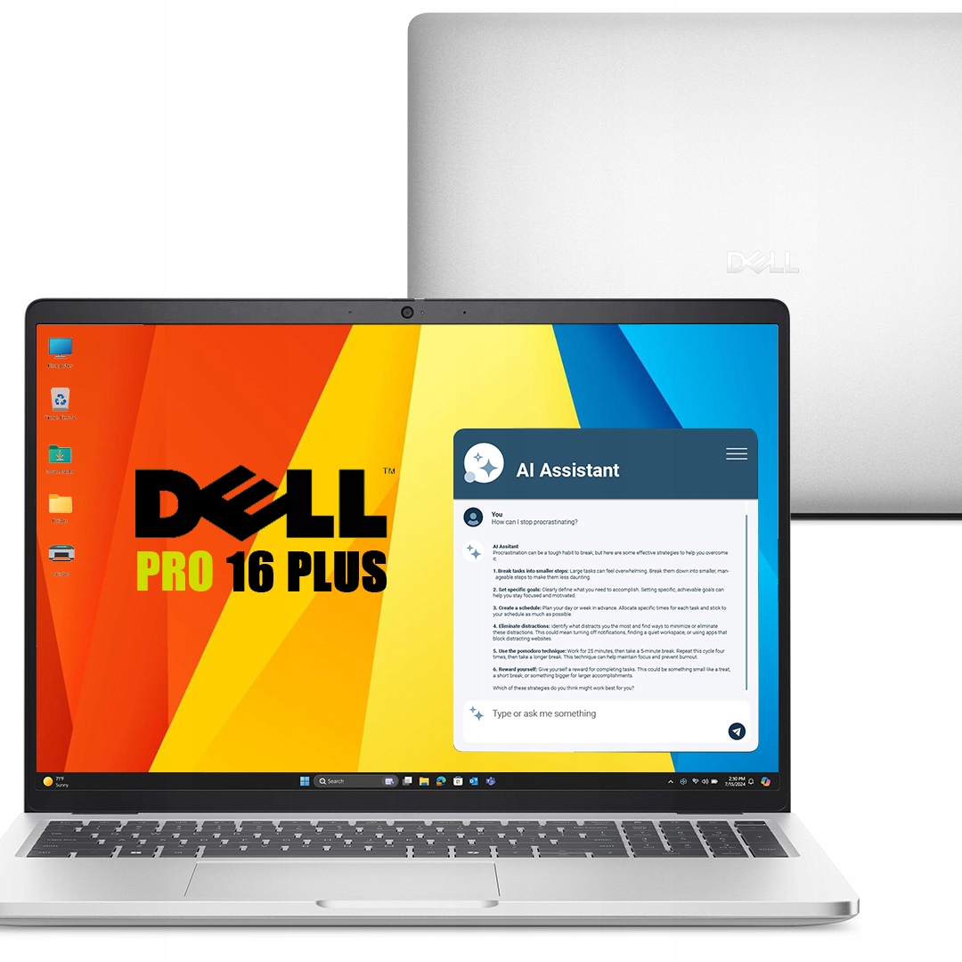 Moderní Notebook Dell Pro 16 Plus Amd Ryzen Ai 5 340 16GB Ssd Blk Fhd+ W11