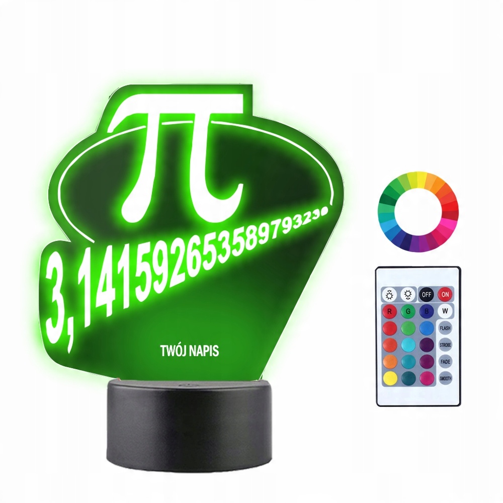 

Lampka Nocna 3D Led Święto Liczby Pi Grawer Imię