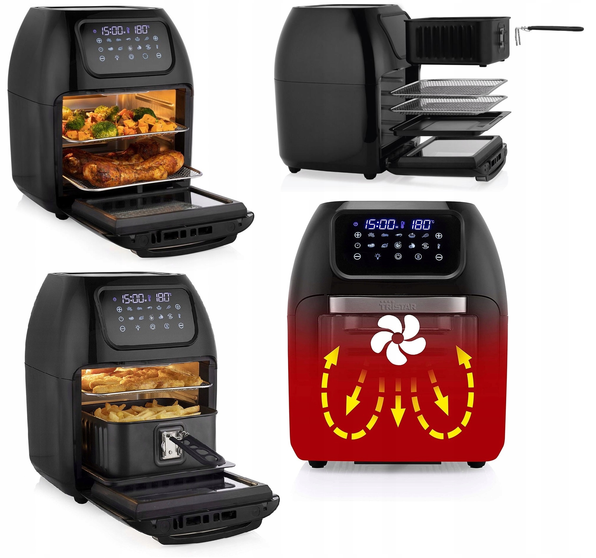 LuX Digitální Fritéza bez tuku Airfryer 10L Programy Trouba koš