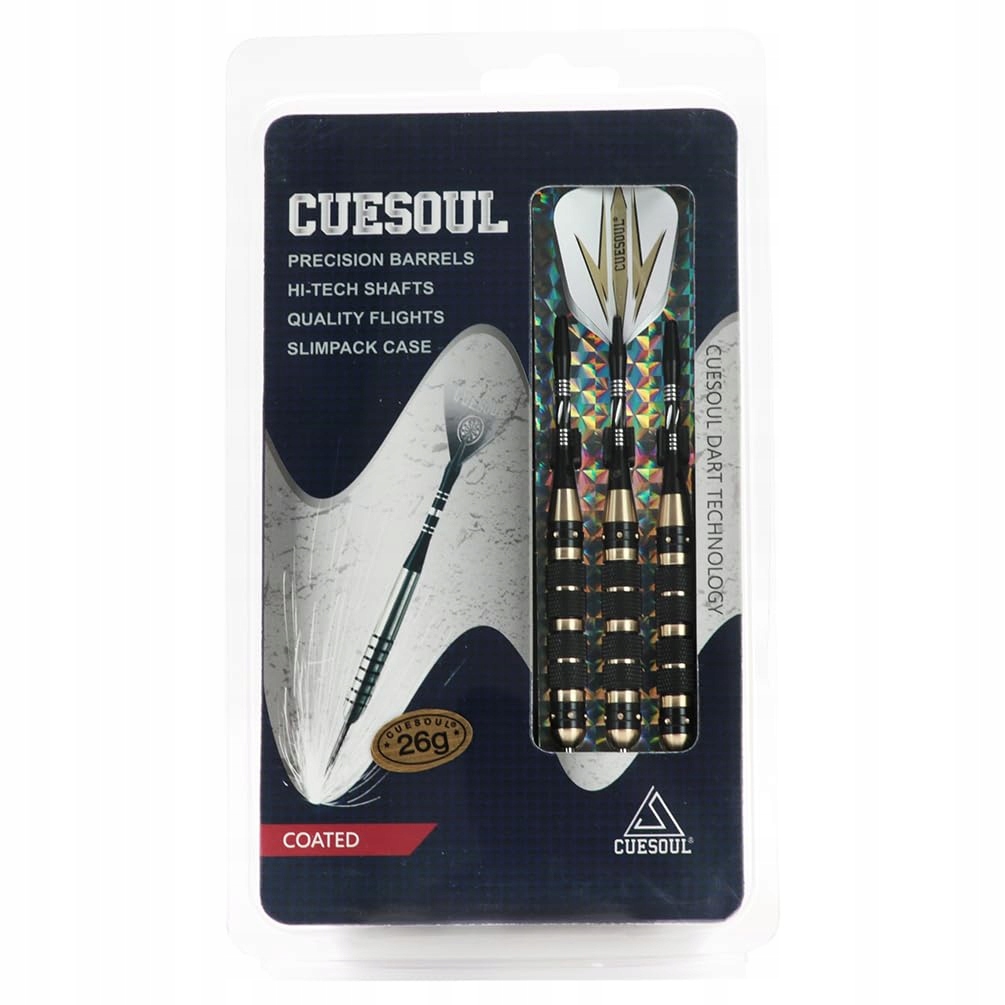 CUESOUL Rzutki Stalowe 26g Czarna Powłoka Mosiężne Beczki — miniatura 7