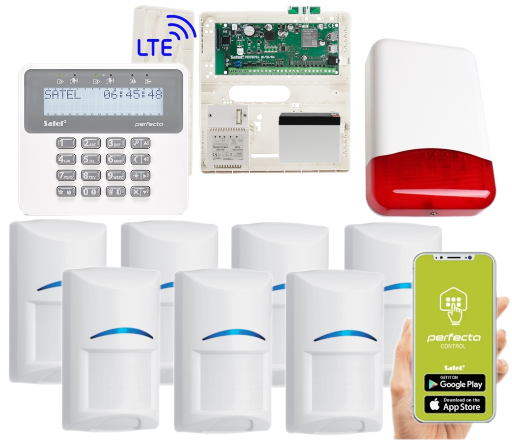 SYSTEM ALARMOWY DO DOMU SATEL PERFECTA 16 LTE 4G 7 CZUJEK BOSCH APLIKACJA