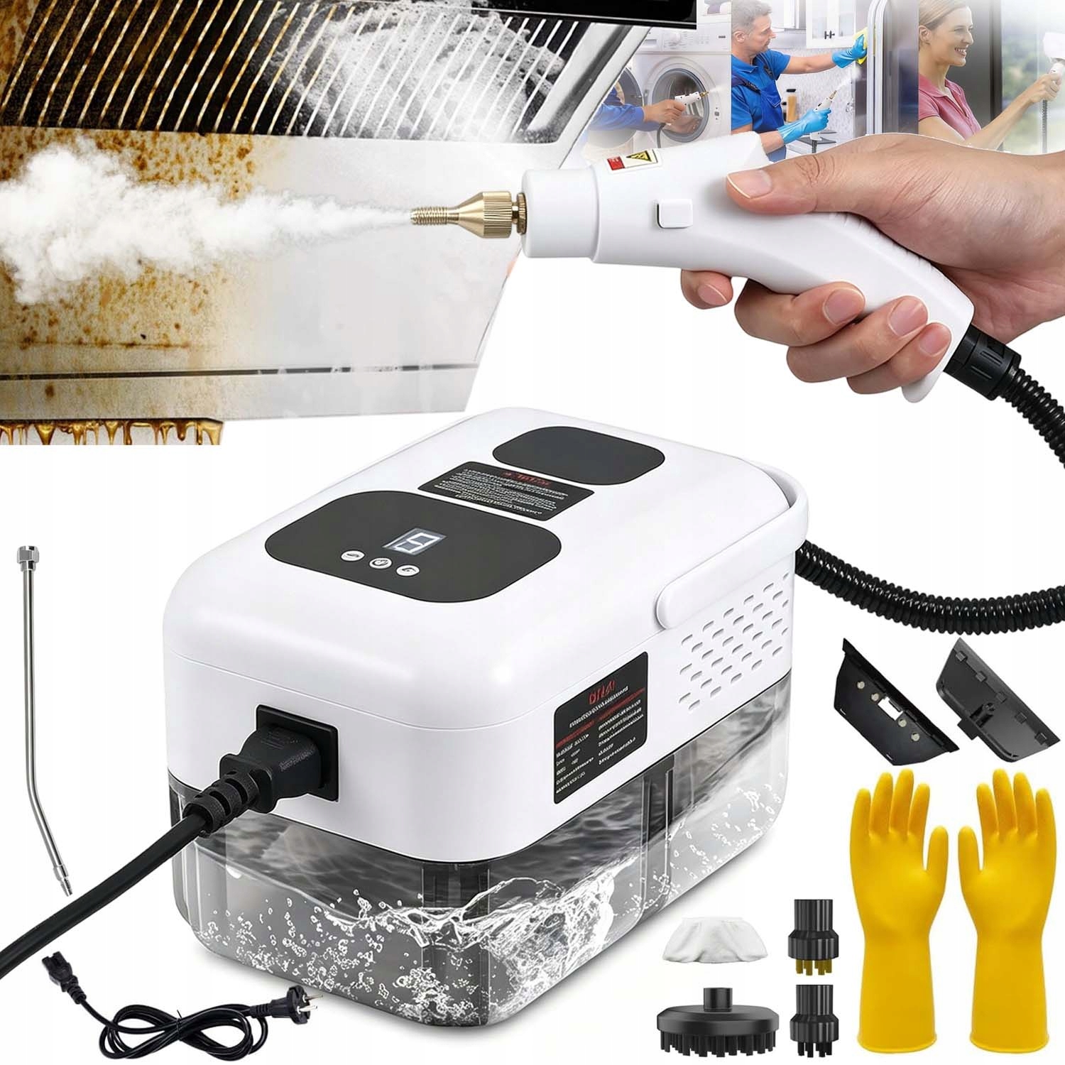 Parní Čistič Silný Na Okna 2500W 1200 ML Velká Kapacita 9 Rychlostí