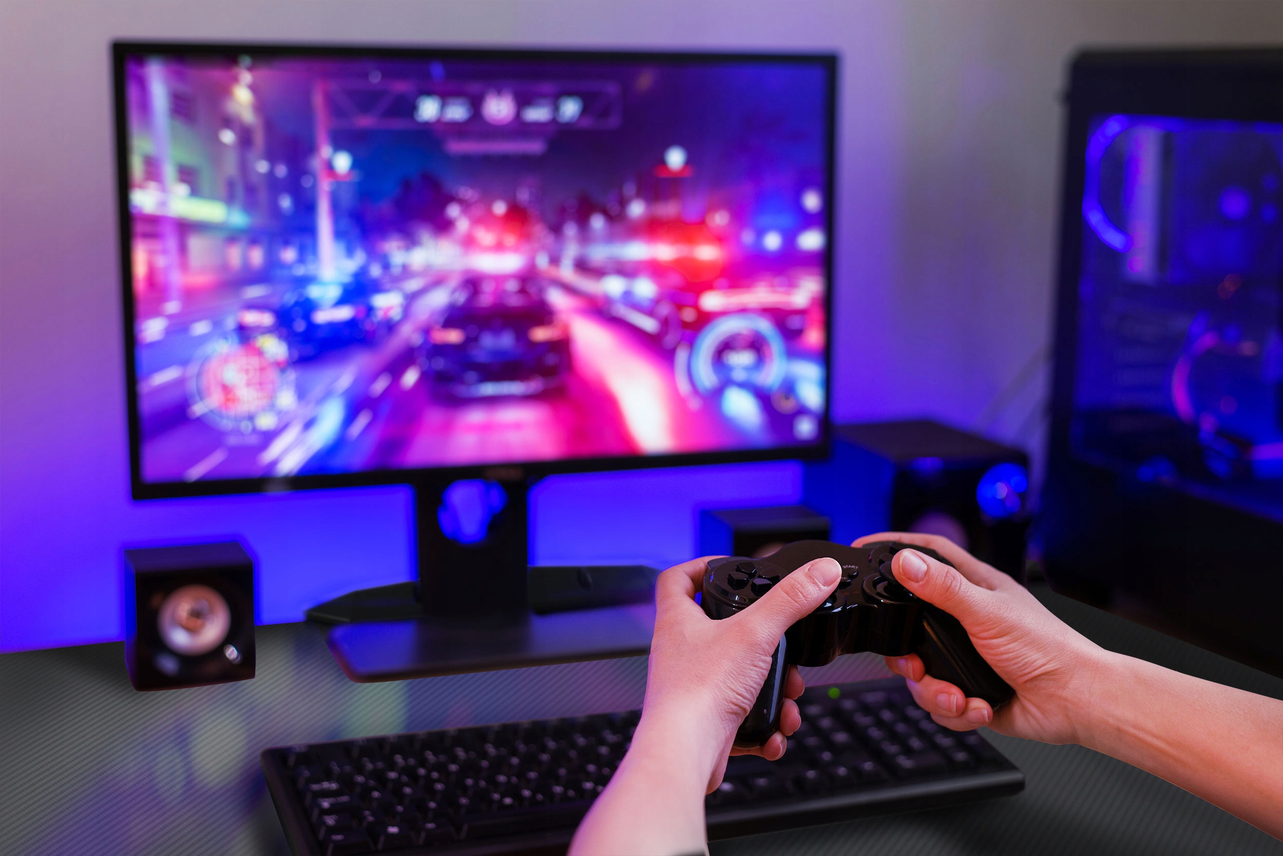 BIURKO GAMINGOWE KOMPUTEROWE DLA GRACZA NADSTAWKA Materiał blatu płyta MDF