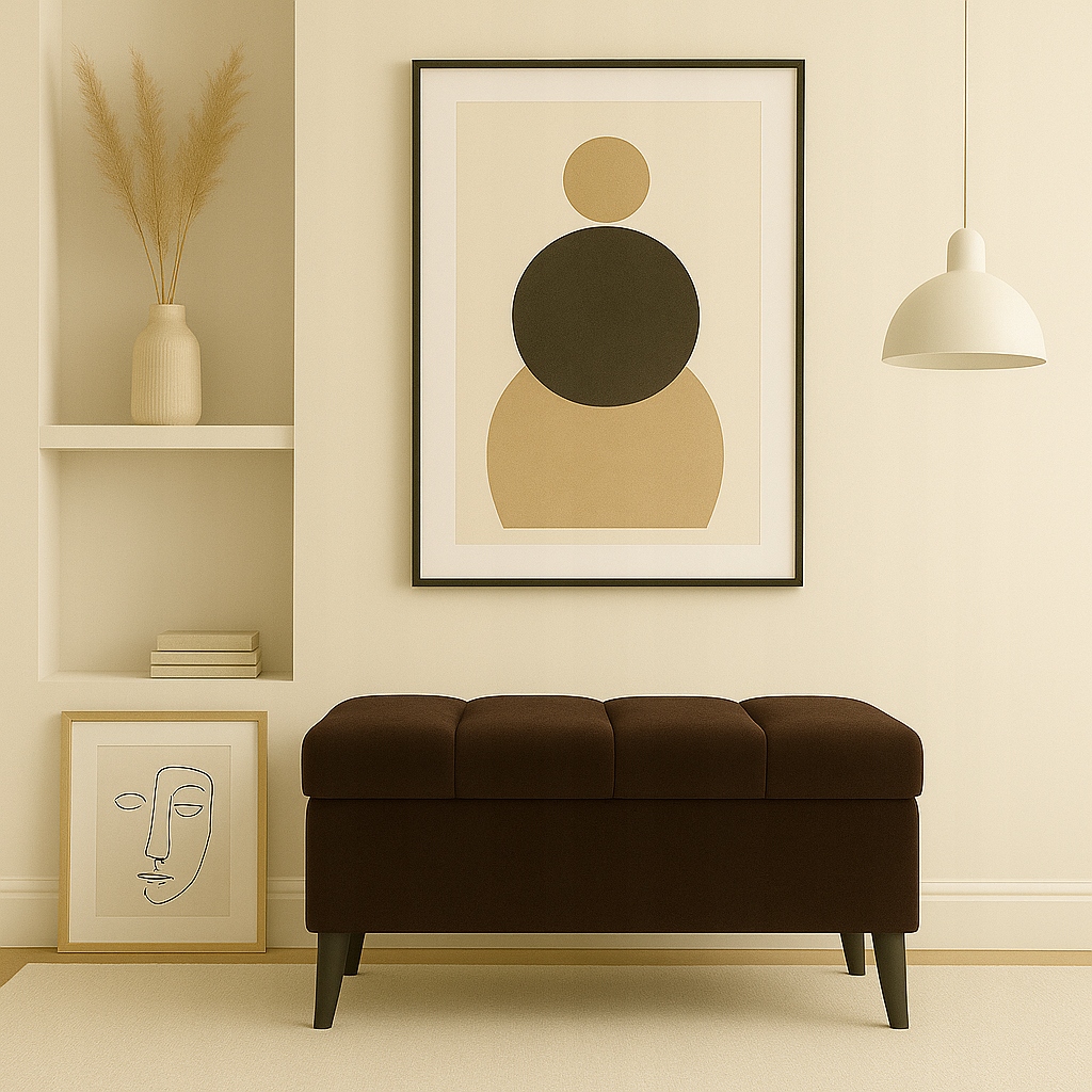 Pufa s úložným priestorom, otváracia taburetka, podnožka, čalúnená lavička 80 cm