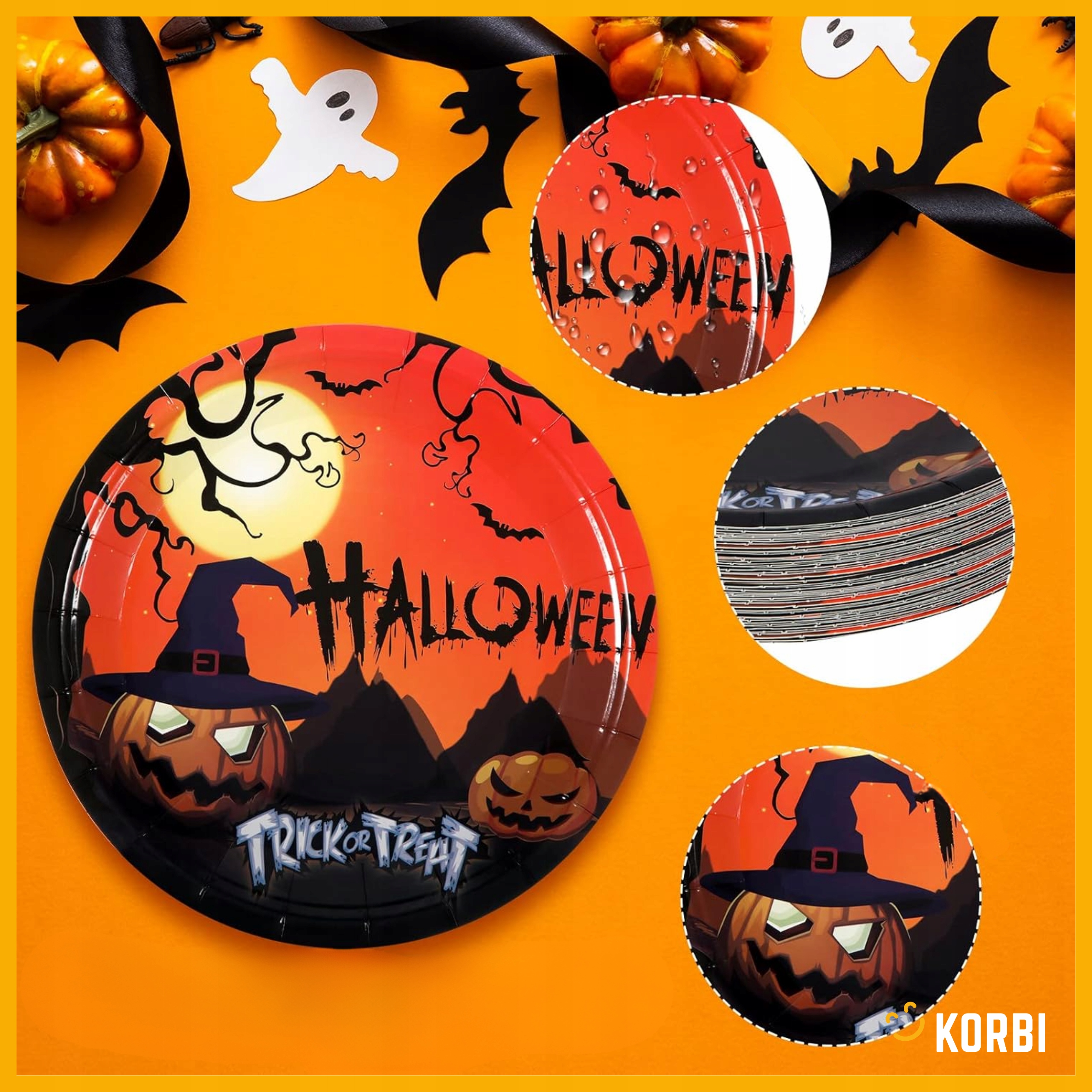 HALLOWEENOWE TALERZYKI PAPIEROWE OZDOBNE DEKORACYJNE ZESTAW 24SZT WZ1 Rodzaj talerzyki