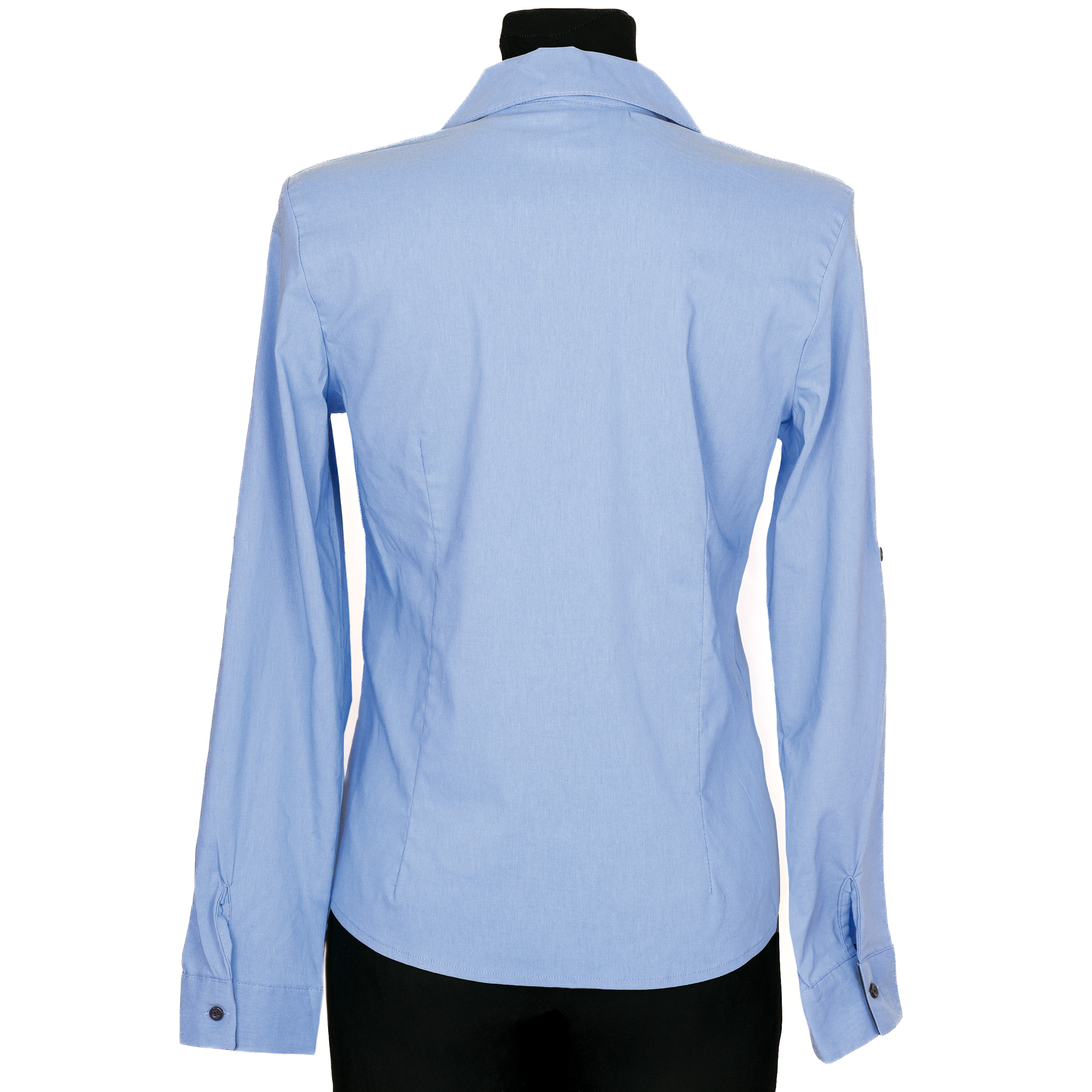 DAMSKA NIEBIESKA KOSZULA TALIOWANA ELASTYCZNA 40 L Szerokość pod pachami 0 cm