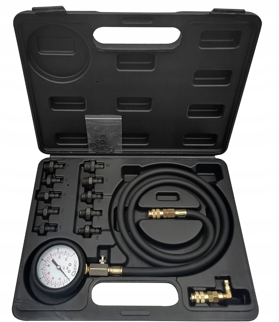 TESTER MIERNIK CIŚNIENIA OLEJU Z ADAPTERAMI SILNIKA DIESEL BENZYNA 0-10bar Marka Geko