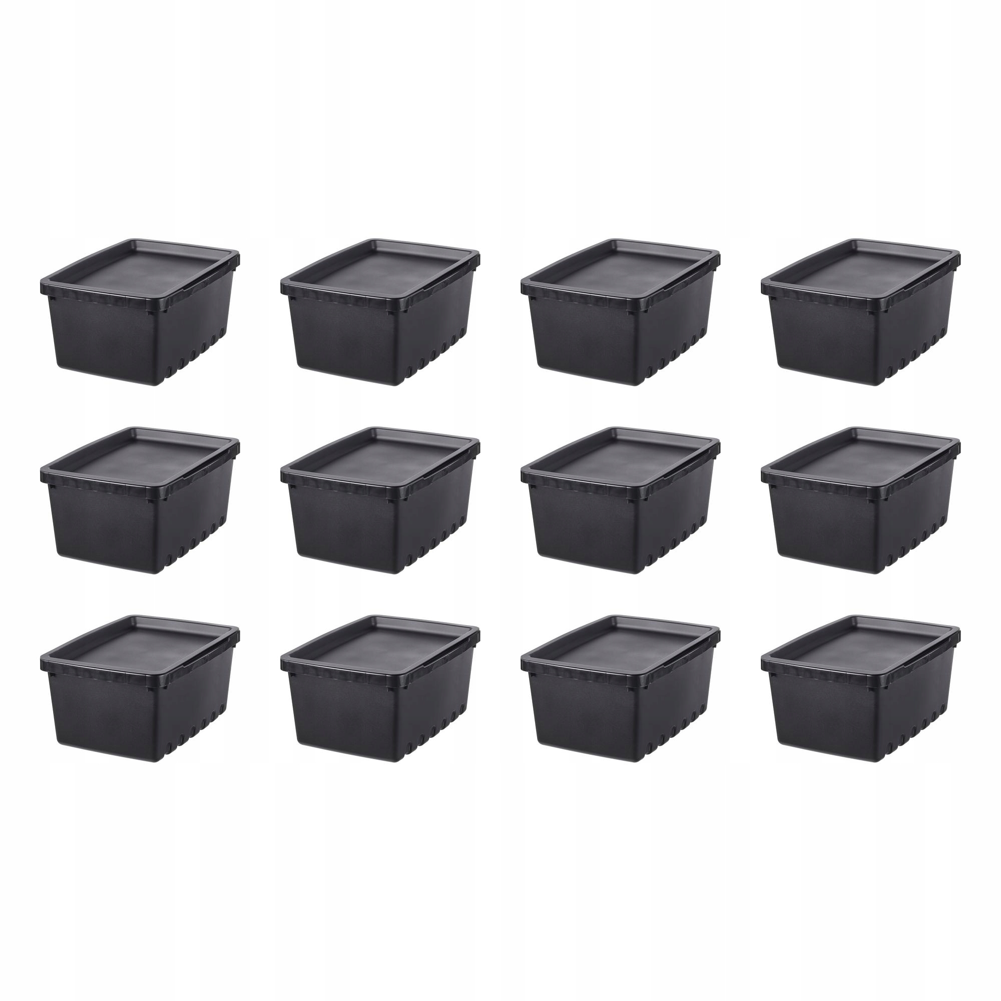 12 szt. Pojemnik z pokrywą Uppsnofsad 3.5 l czarny 25x17x12 cm