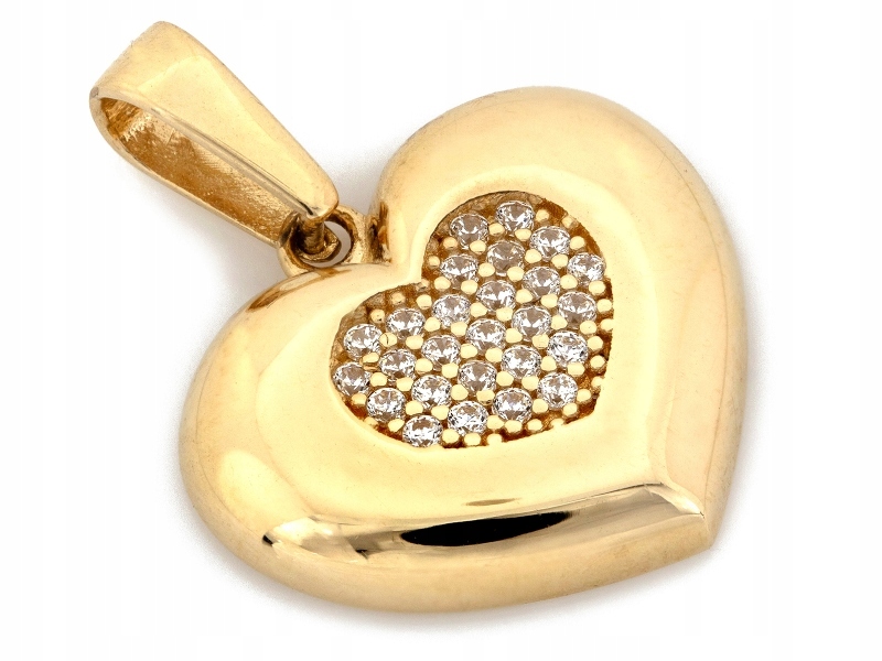 Přívěsek zlaté srdce s zirkony Šperky 585 hmotnost 1.50 g jako dárek