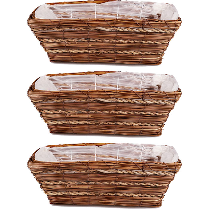 x3 KOSZ KWIETNIK SKRZYNKA DONICZKA PLECIONA NA KWIATY STELAŻ METAL 40x17cm