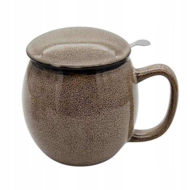 Ceramiczny kubek z zaparaczem, Brązowy - 420ML