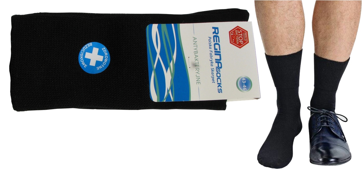 

Długie Bezuciskowe Skarpety Męskie Czarne 43/46