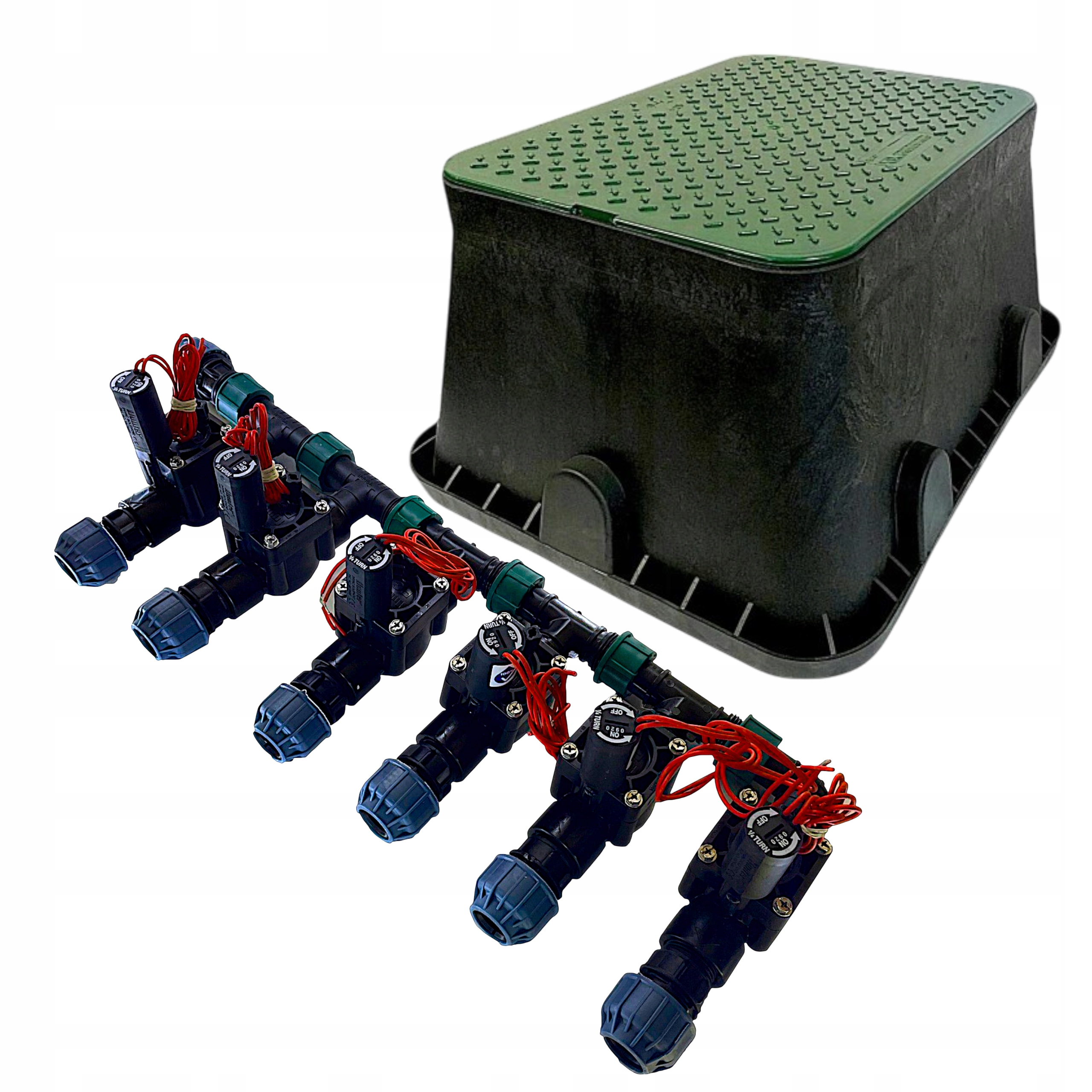 Zestaw Kolektor Rozdzielacz 6 sekcji elektrozawory na rurę Pe 25mm