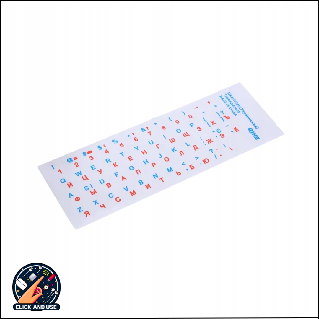 NAKLEJKI NA KLAWIATURĘ QWERTY LAPTOPA PC UKRAIŃSKI NALEPKI LITERY 2 kolory