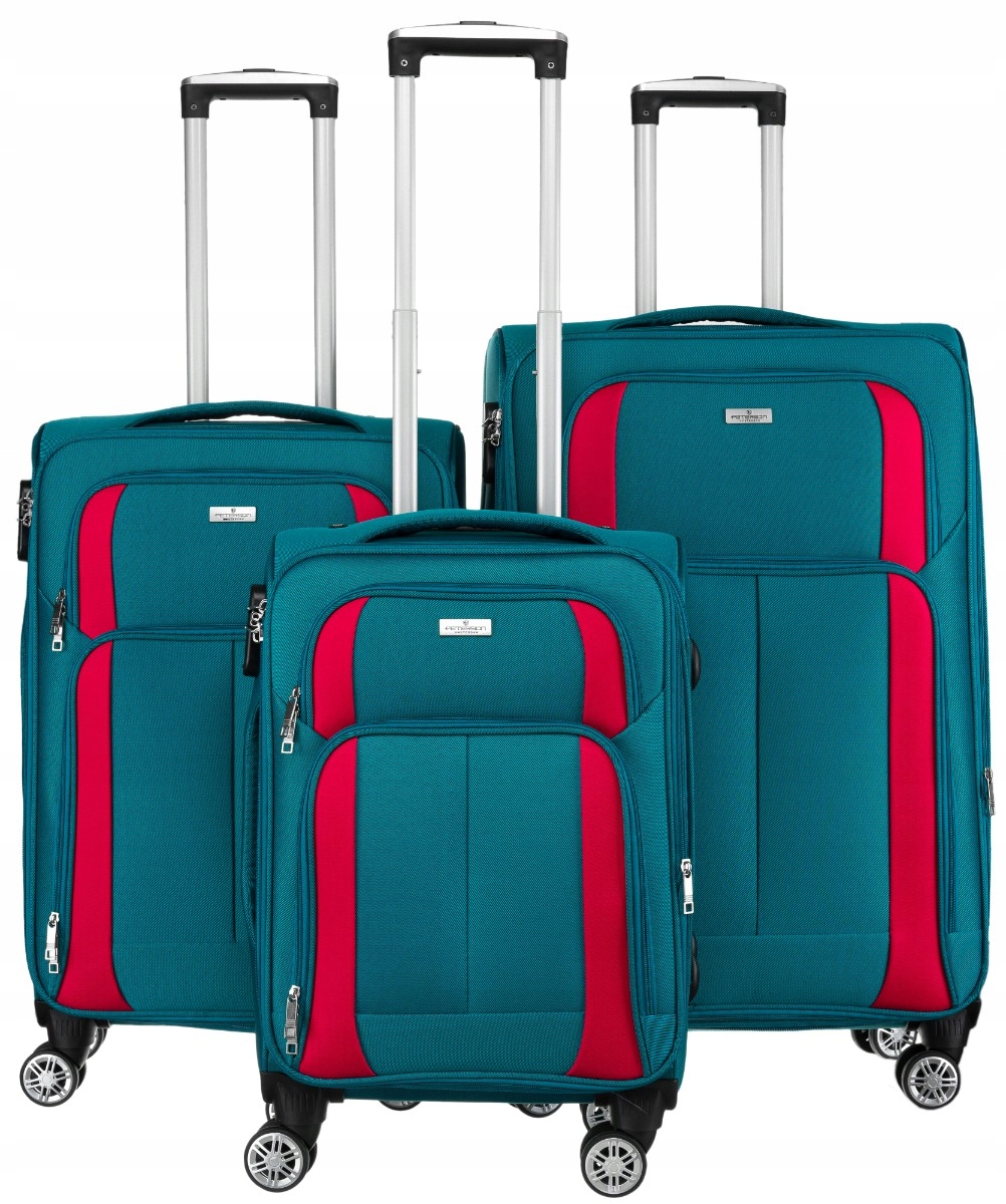 Zestaw 3 walizek Peterson miękkie na kółkach bagaż lekki do samolotu