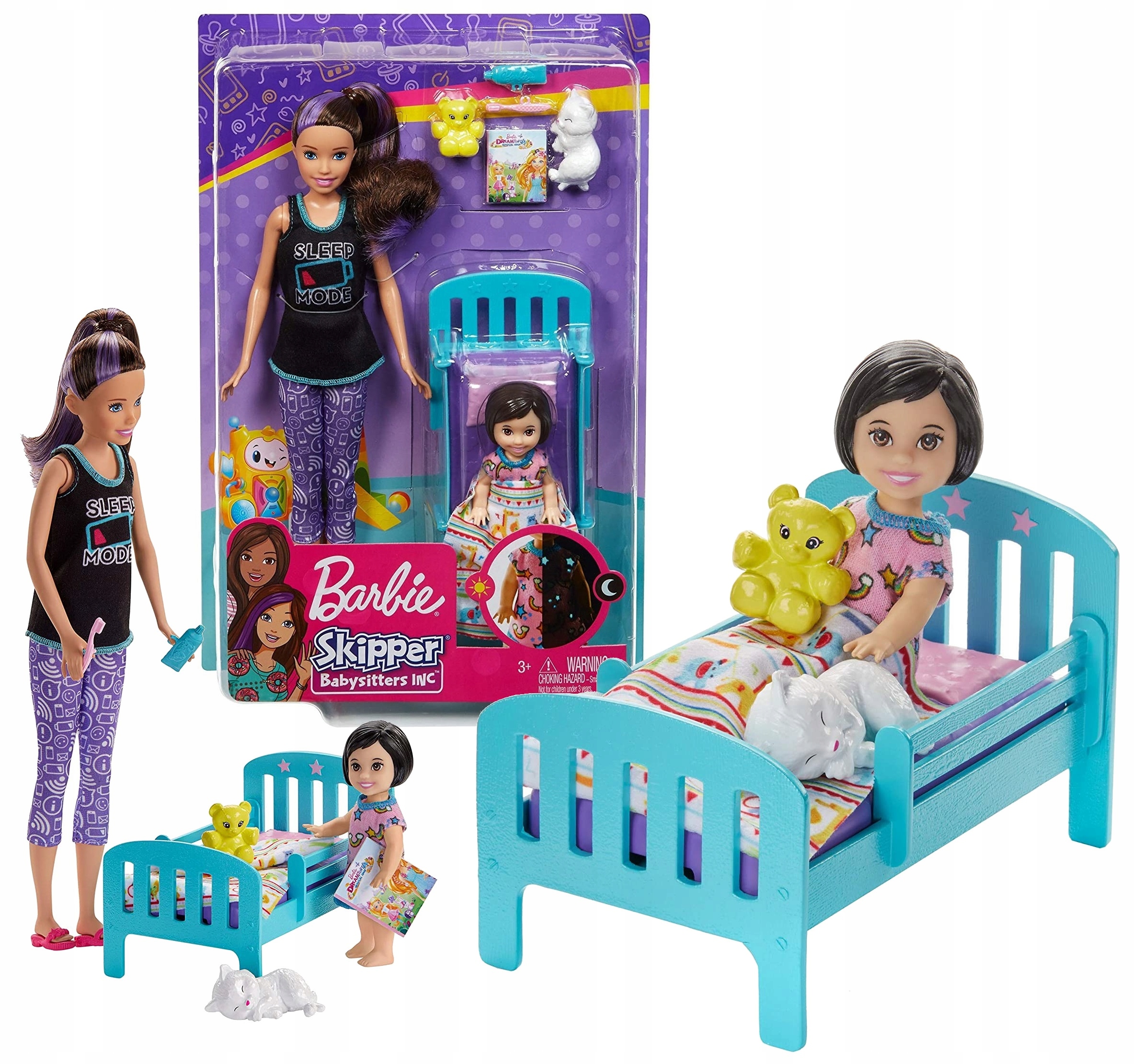 BARBIE BÉBISZITTER BABA szett kiságy