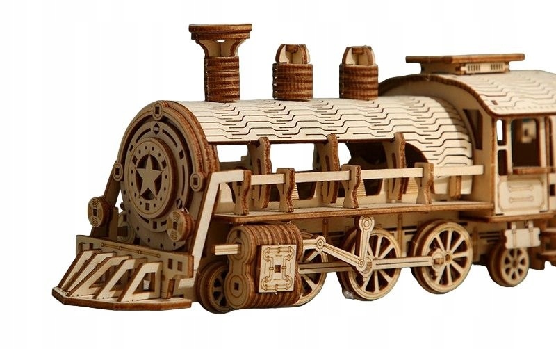 DREWNIANE PUZZLE PRZESTRZENNE 3D - POCIĄG DIY 12+ ROZWIJA KONCENTRACJĘ Marka bez marki