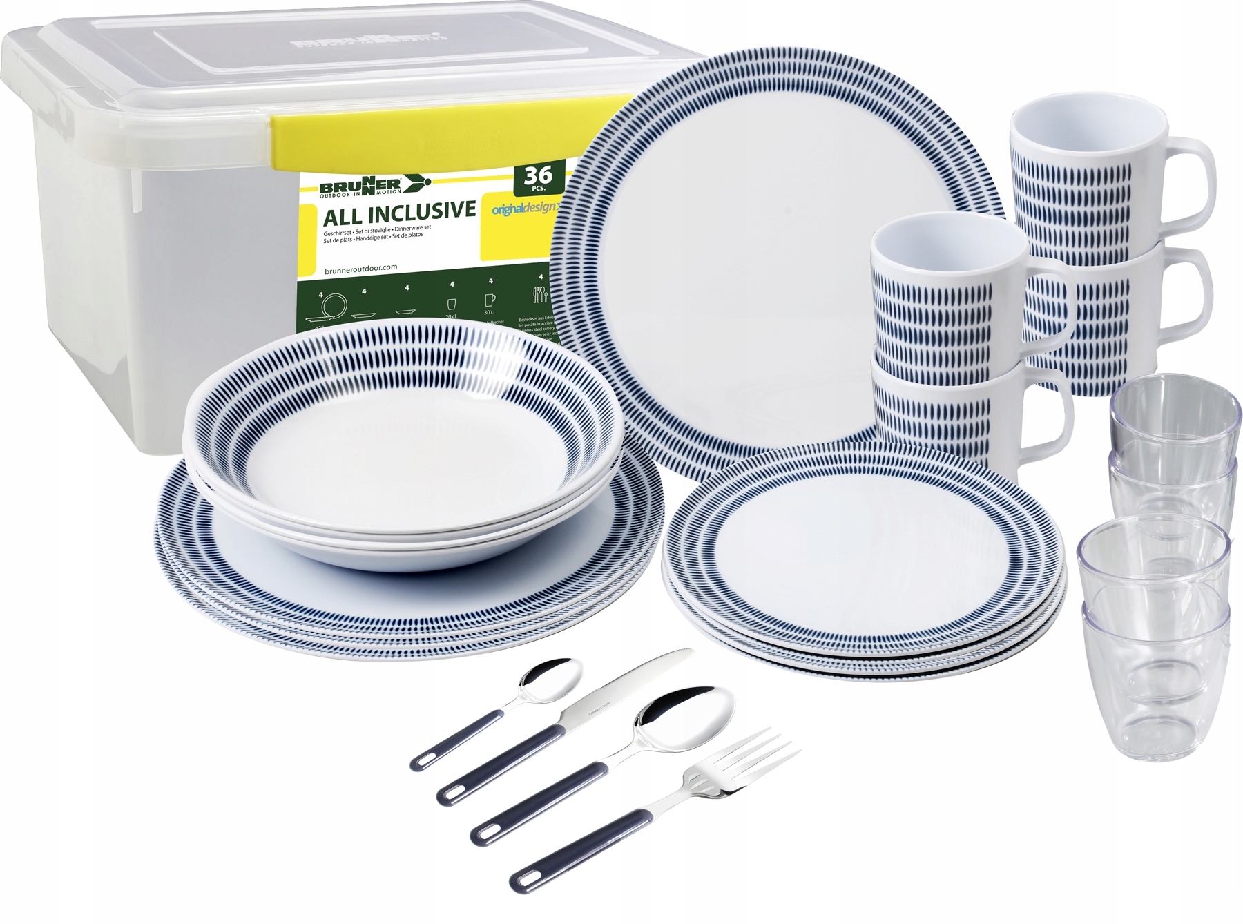 ZESTAW OBIADOWY MELAMINA BRUNNER BLUEBAY 36 SZT