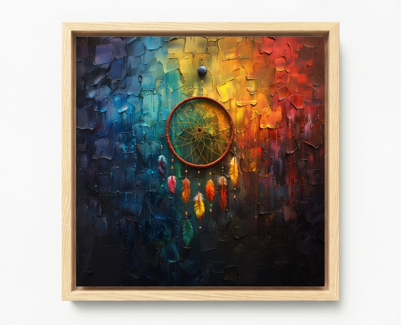 Obraz Rama American Box Lapač Snov Dream Catcher Farebný Amulet 60x60