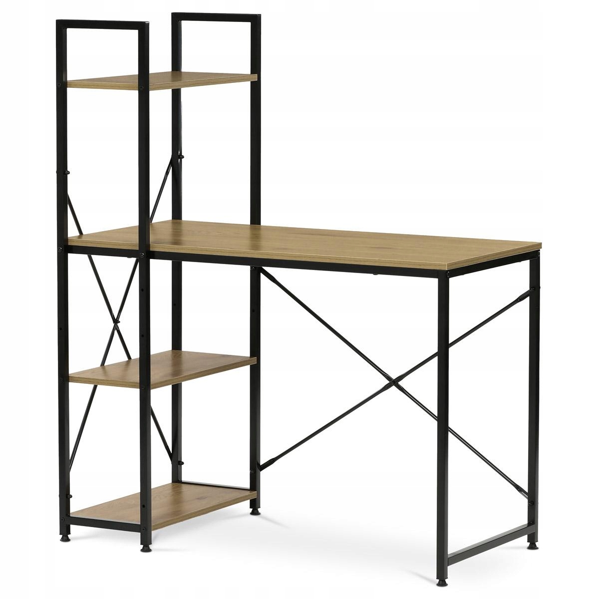 Autronic Stůl pracovní s regálem, Mdf, dekor dub, černý kov (GD-512 Oak)