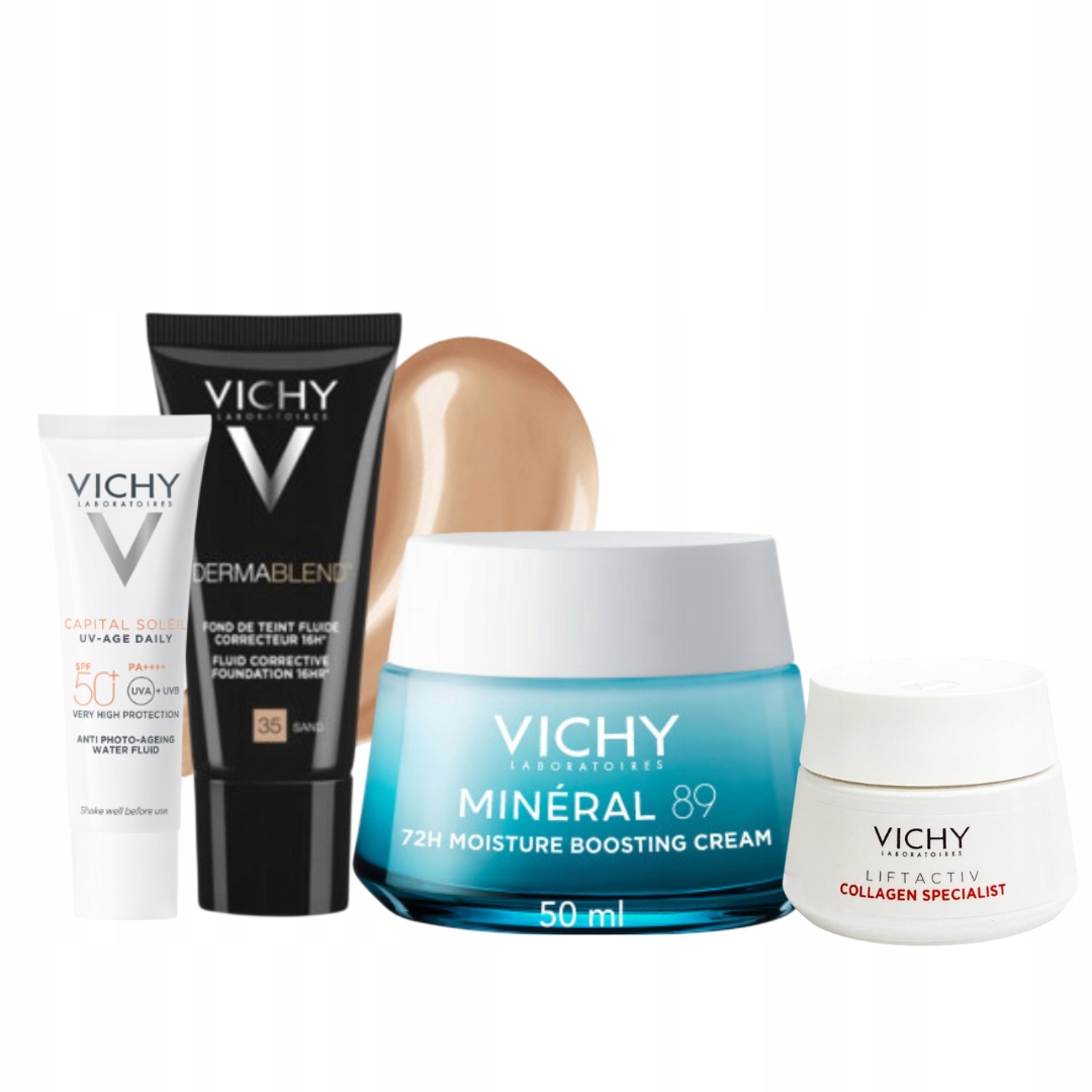 Vichy Zestaw: Fluid korygujący odcień 35 Sand Krem nawilżający lekki