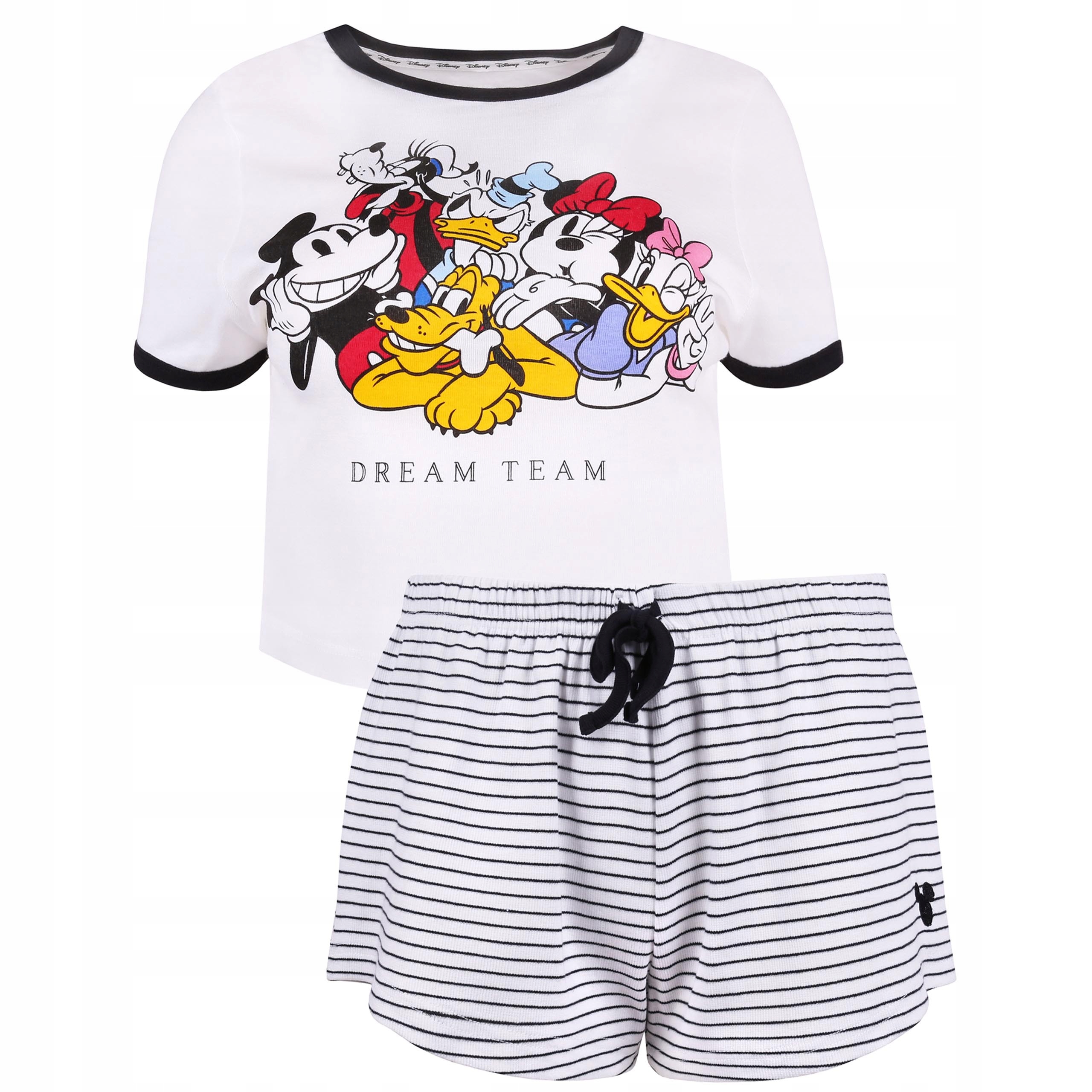 Bílo-černé dámské pyžamo myšák Mickey Disney S