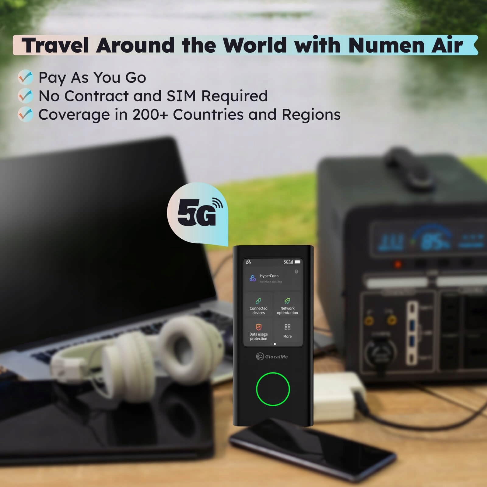 GLOCALME Numen Air 5G LTE Hotspot Bez SIM 1GB Danych Globalnych — miniatura 3