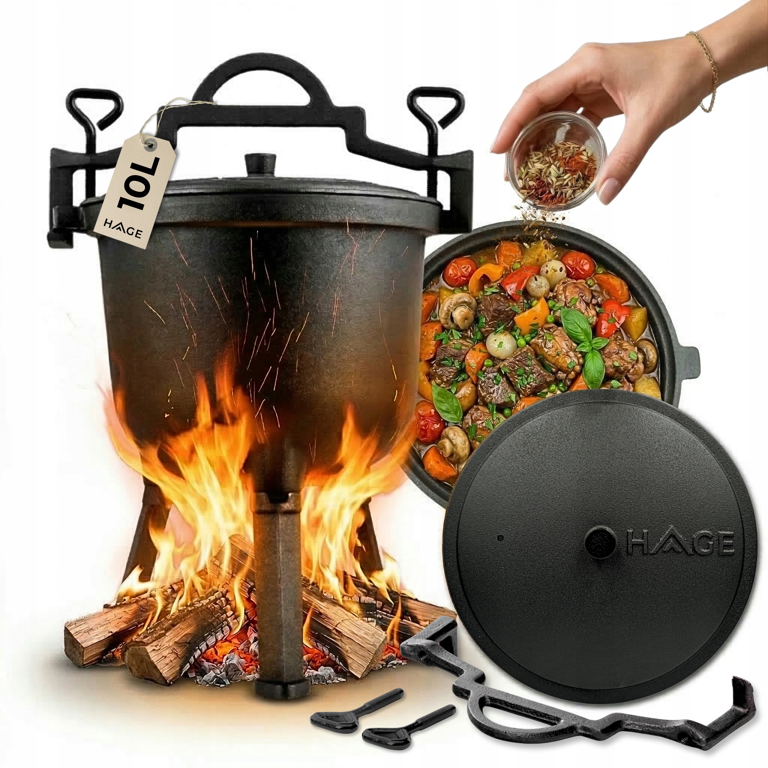 Litinový Kotlík Lovecký Hrnec Maďarský Pečeně 10 L Na Oheň Gril