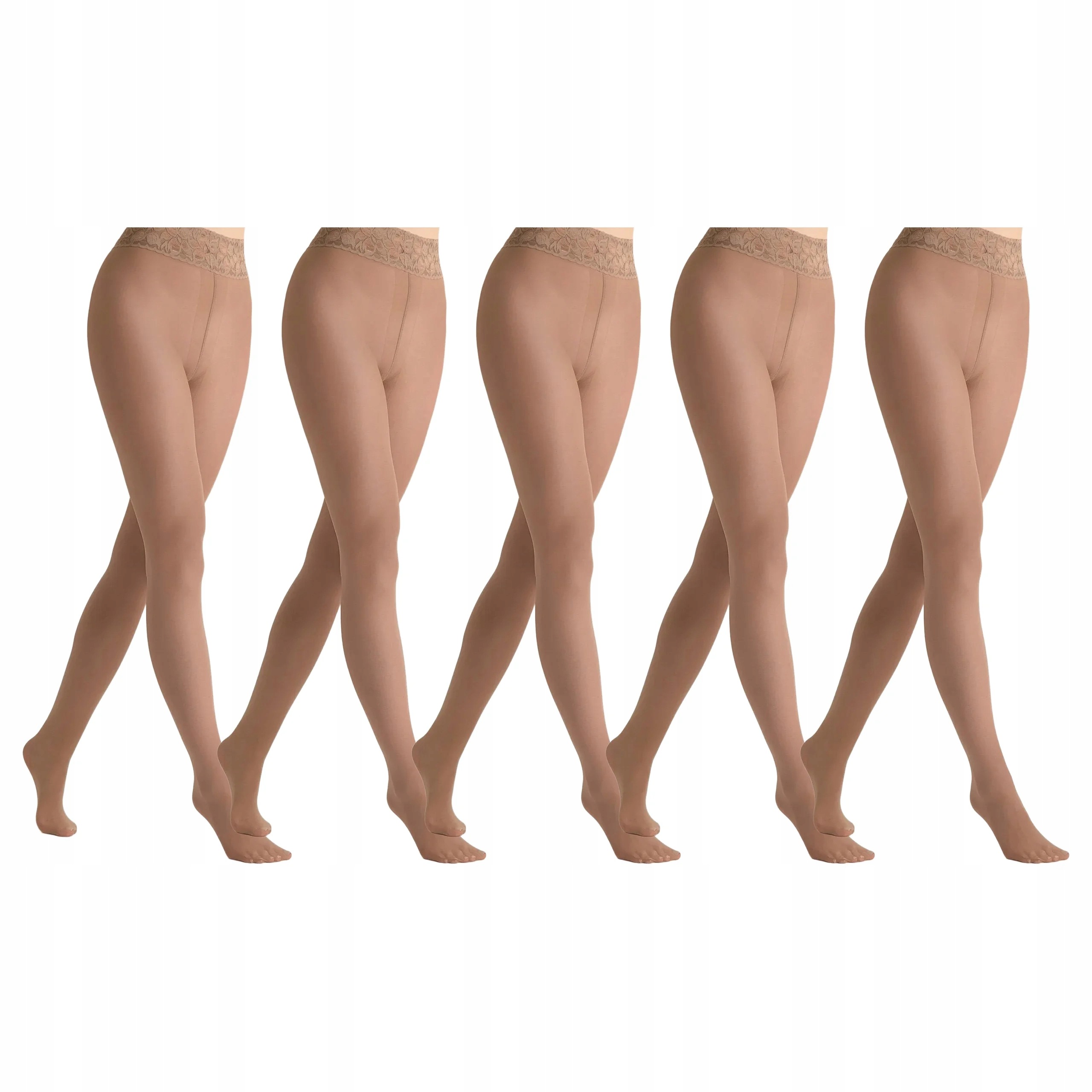 5 x Punčocháče 30 den bez kalhotek s krajkou Erotic Silk Marilyn Nude 3/4