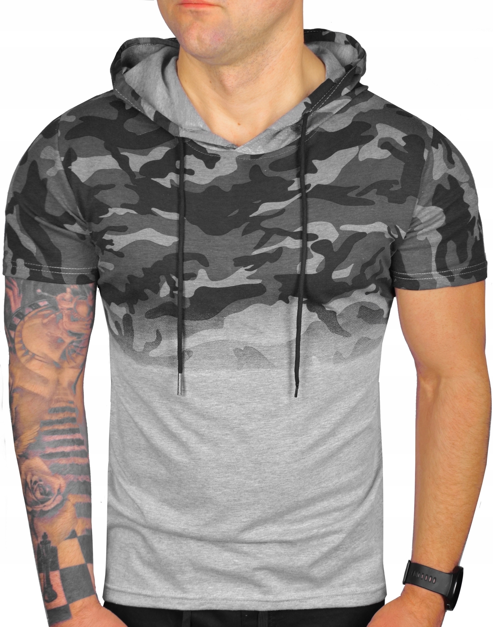 

T-shirt Męski Gładki Z Kapturem Jakość