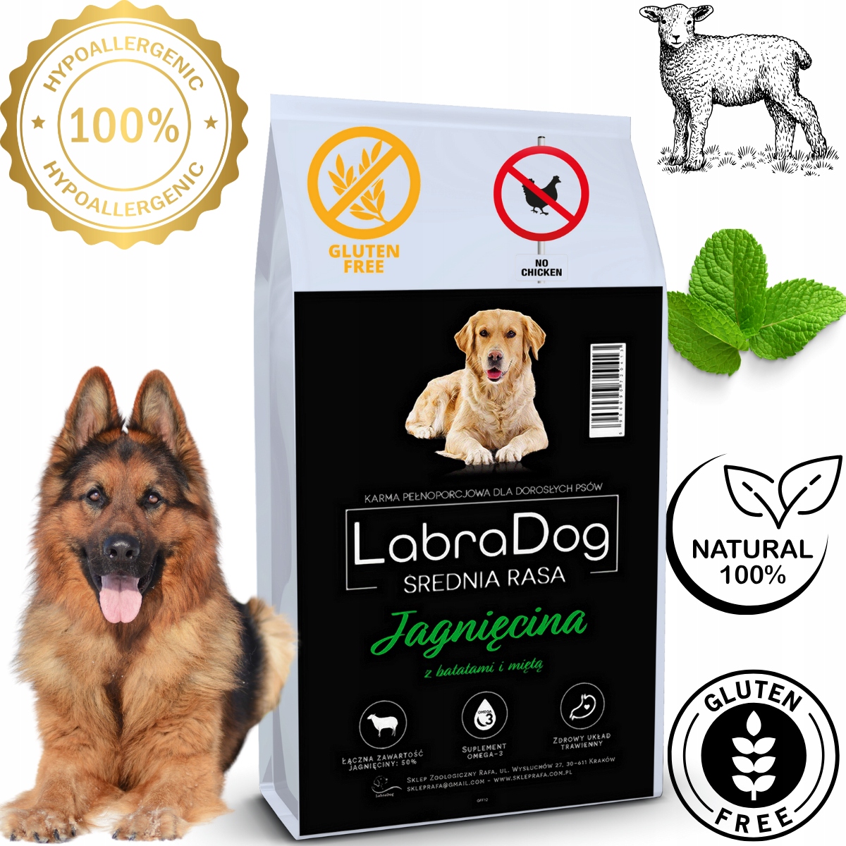 Levně LabraDog Superfood Hypoalergenní jehněčí bez obilovin a kuřecího masa 12 kg