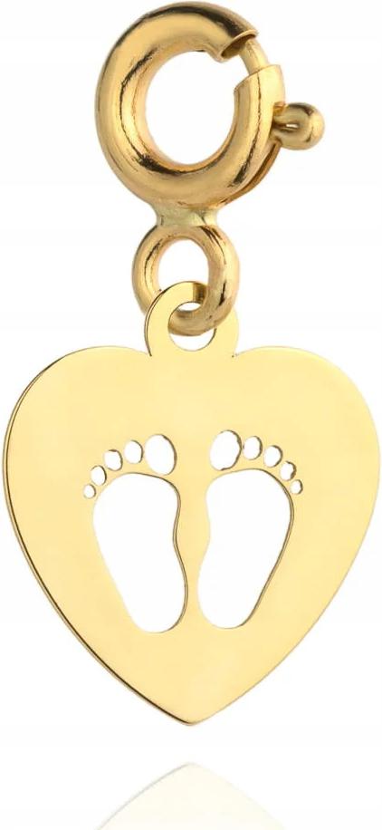 Přívěsek s přívěskem ze zlata 585 dámské nohy v srdci k náramky přívěsek