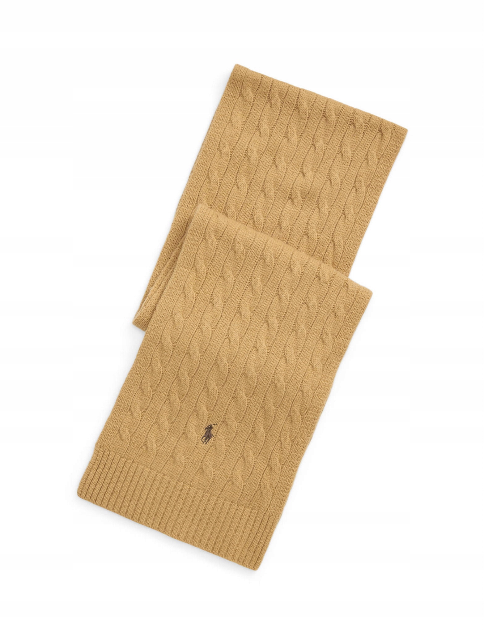 Pletená vlněná šála Ralph Lauren 449959345 barva hnědá/khaki