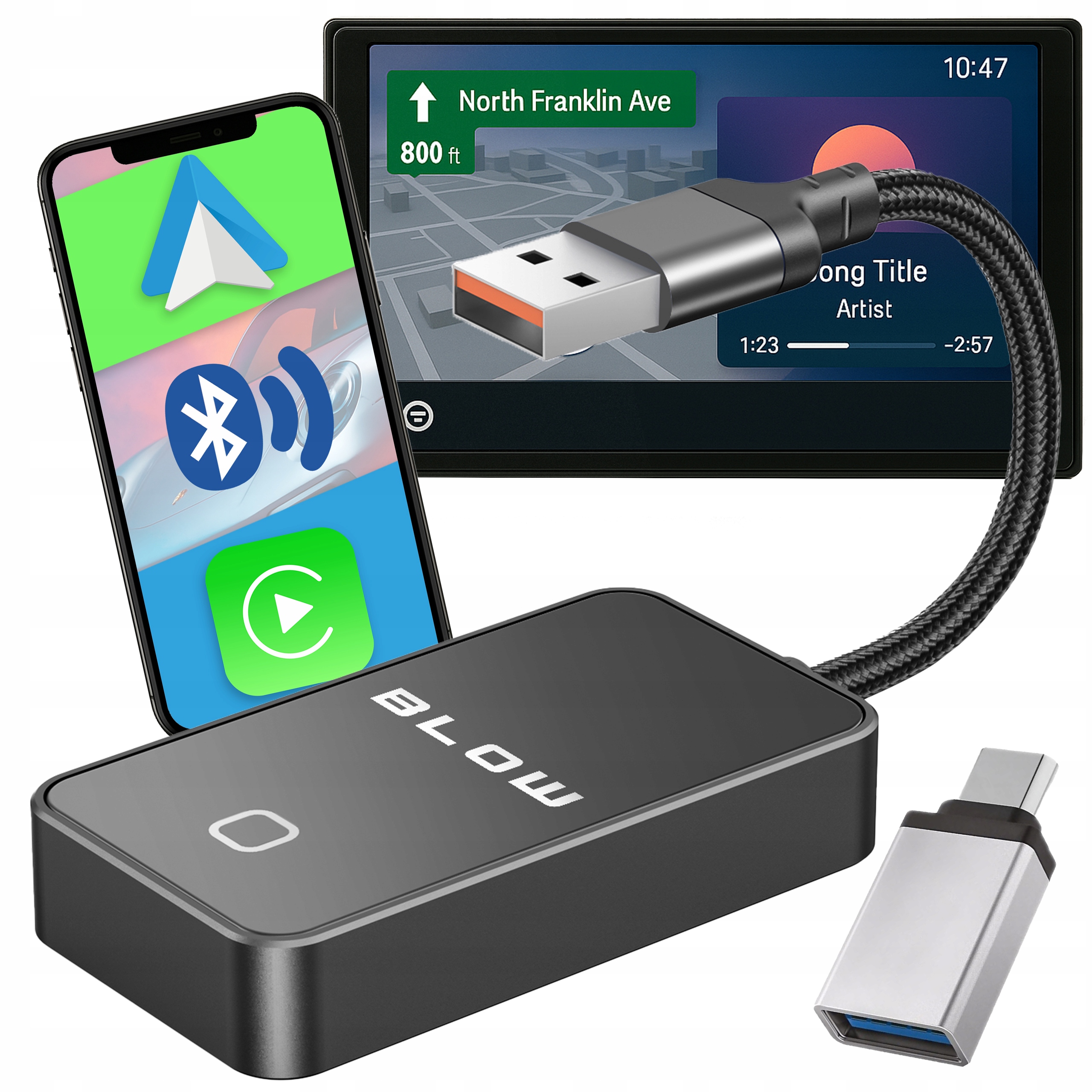 Bluetooth Carplay Adaptér Android Auto Bezdrátový Wifi Usb Adaptér