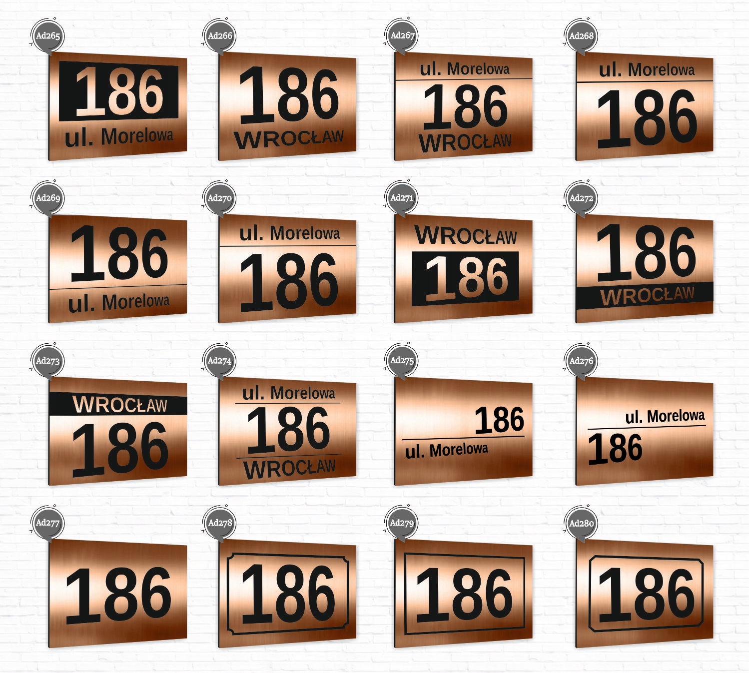 Tabliczka ADRESOWA NA DOM NUMER DOMU ZE STRZAŁKĄ Wysokość produktu 20 cm