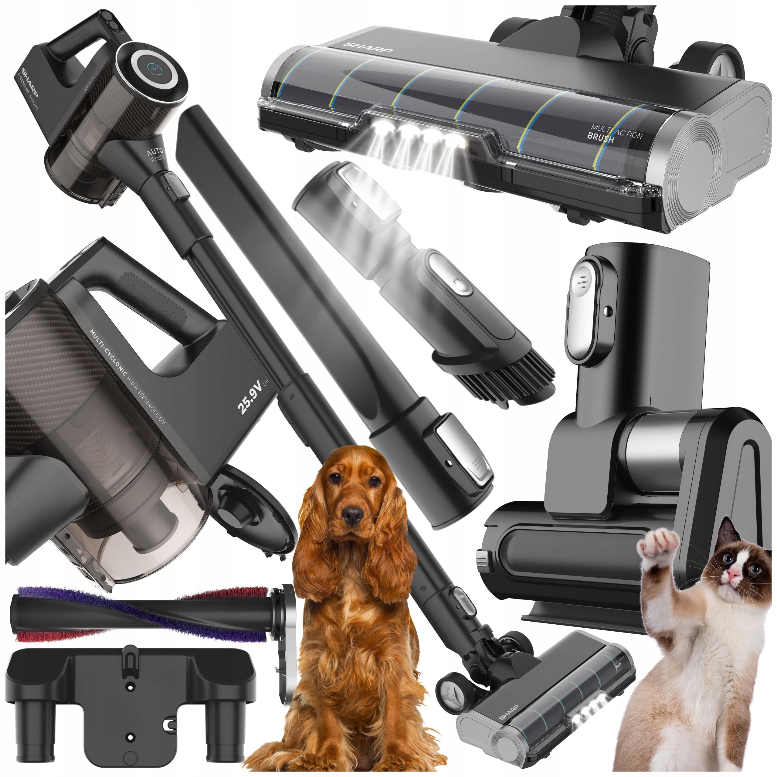 Sharp Vertikálny bezdrôtový akumulátorový vysávač SA-VP5521BS Srsť Epa