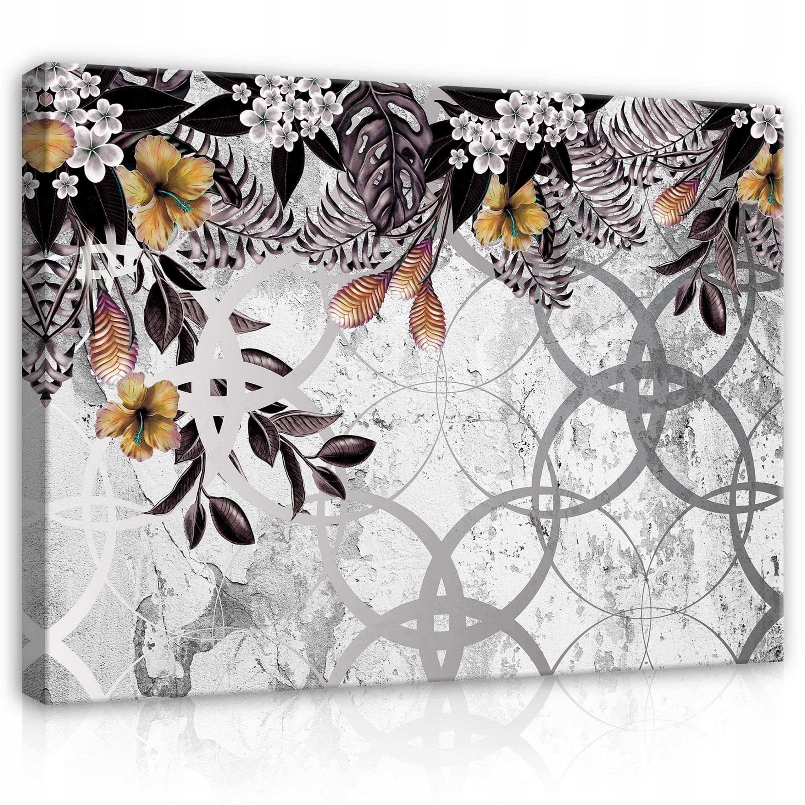 Obraz 80x60 Tropické listy exotické květiny geometrie abstrakce