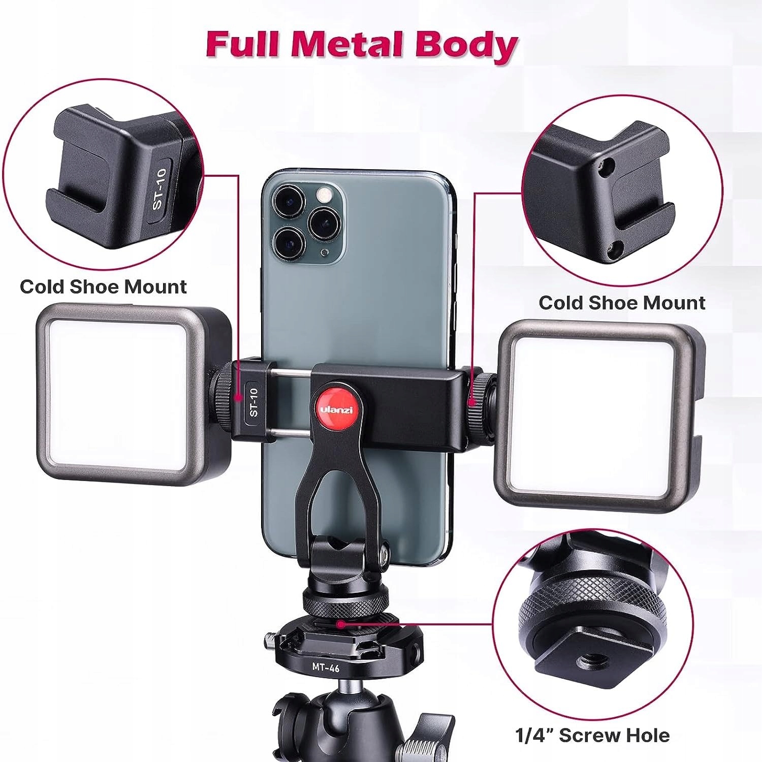 ULANZI ST-10 Metalowy Uchwyt Telefonu Adapter Statyw do iPhone Android — miniatura 2