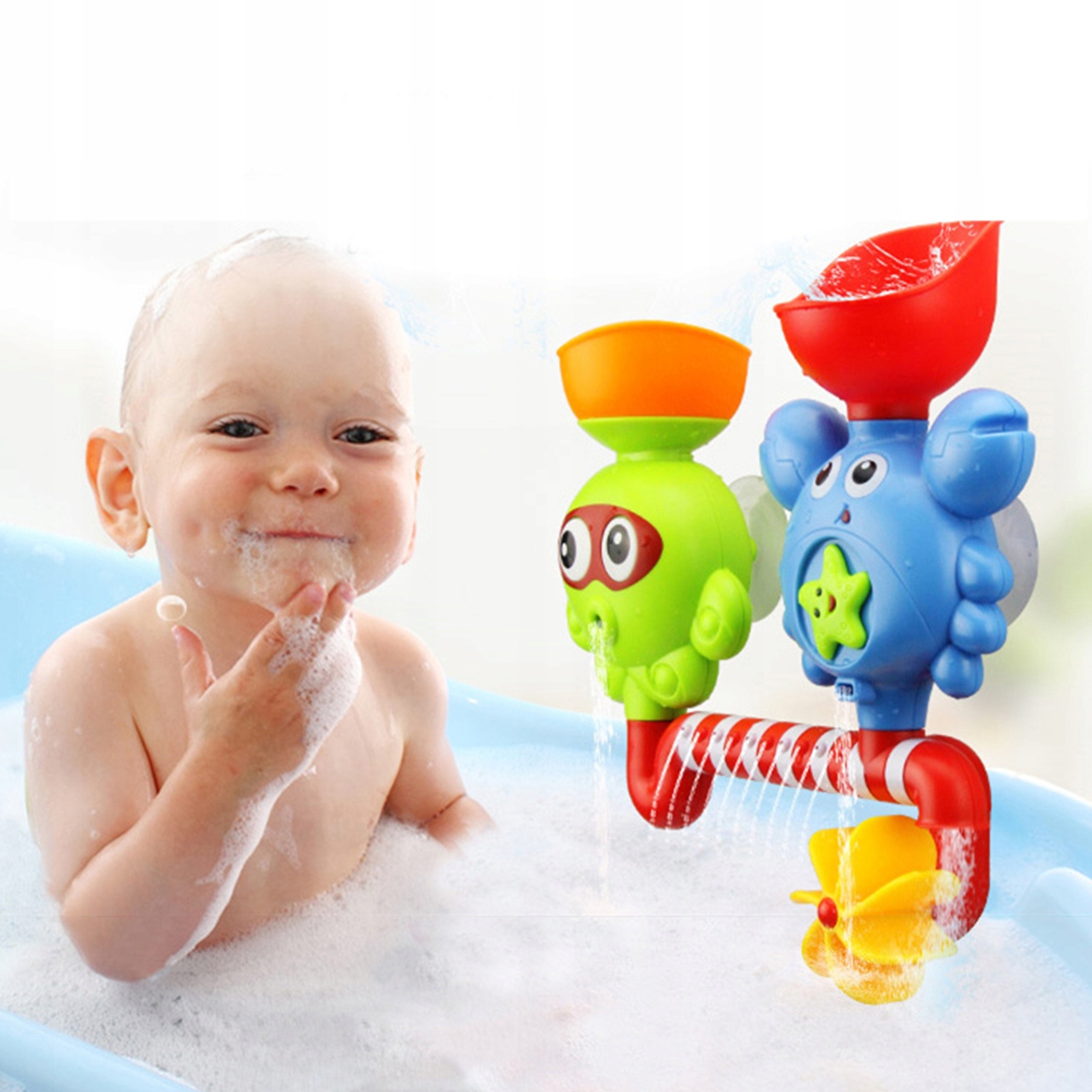 OŚMIORNICZKA I KRAB FONTANNA PRZELEWOWA ZABAWKA DO KĄPIELI WANNY WODY Bohater brak