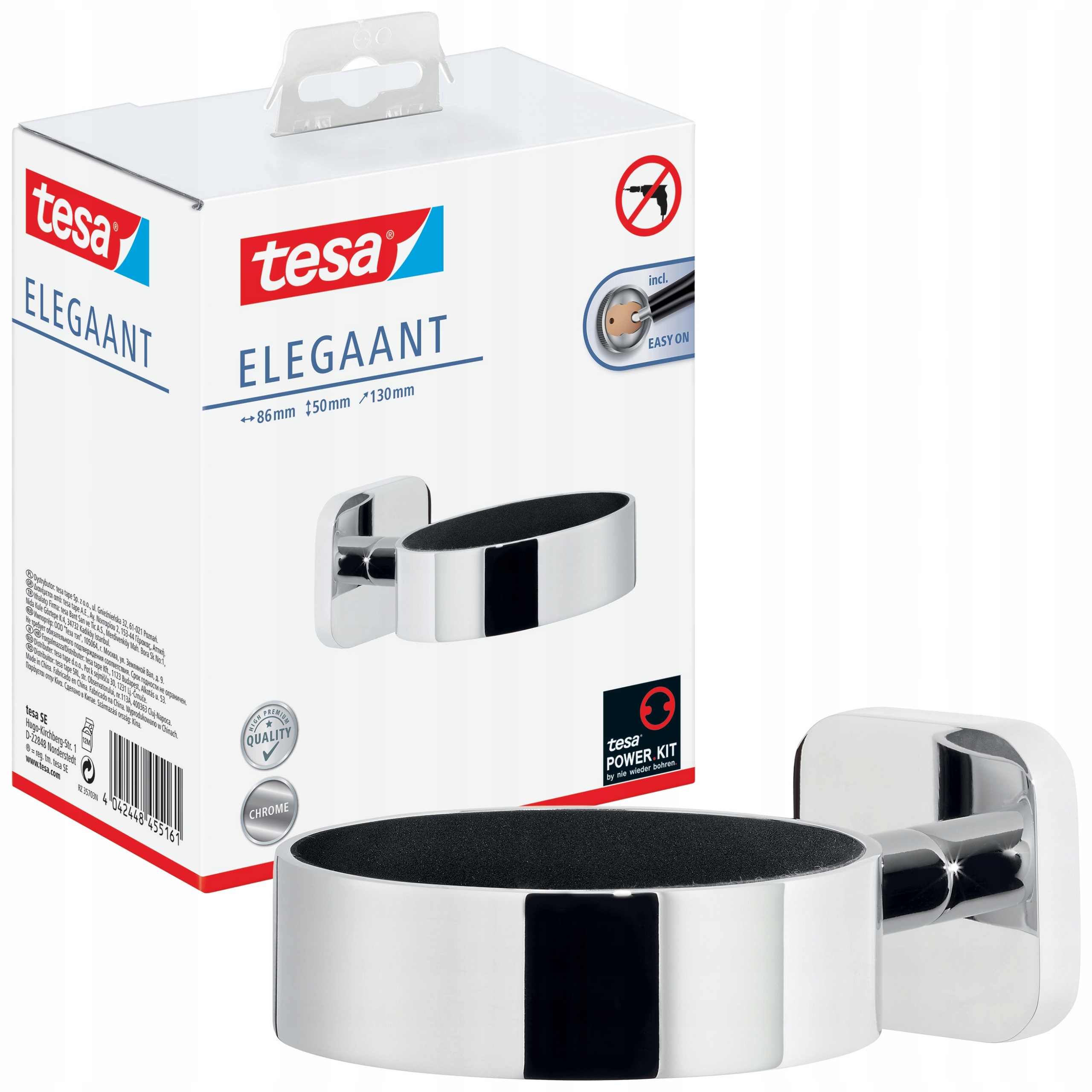 Držák na vysoušeč vlasů Samolepicí Závěsný Tesa Elegaant Kovový