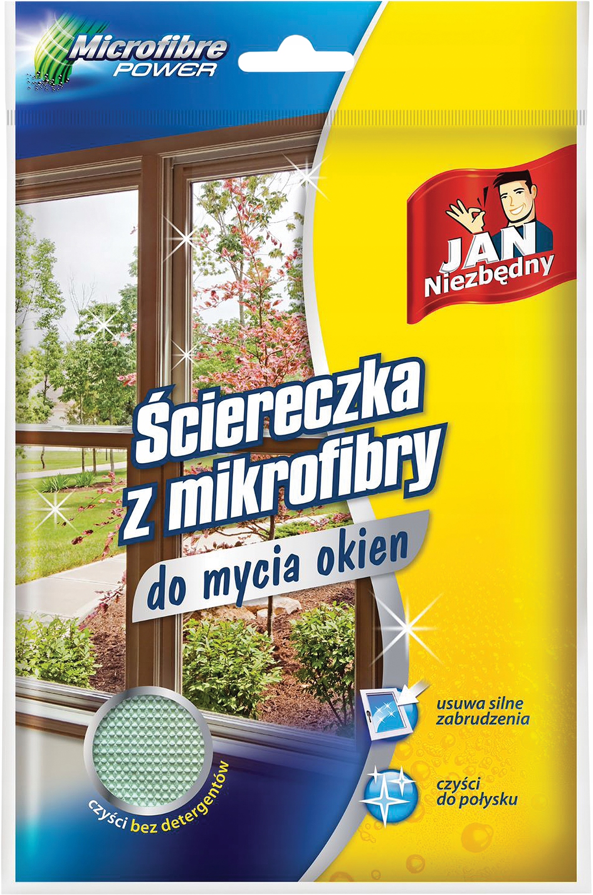 Mikrovláknová utěrka Jan Niezbędny na čištění oken 40x40cm bez šmouh 1 ks