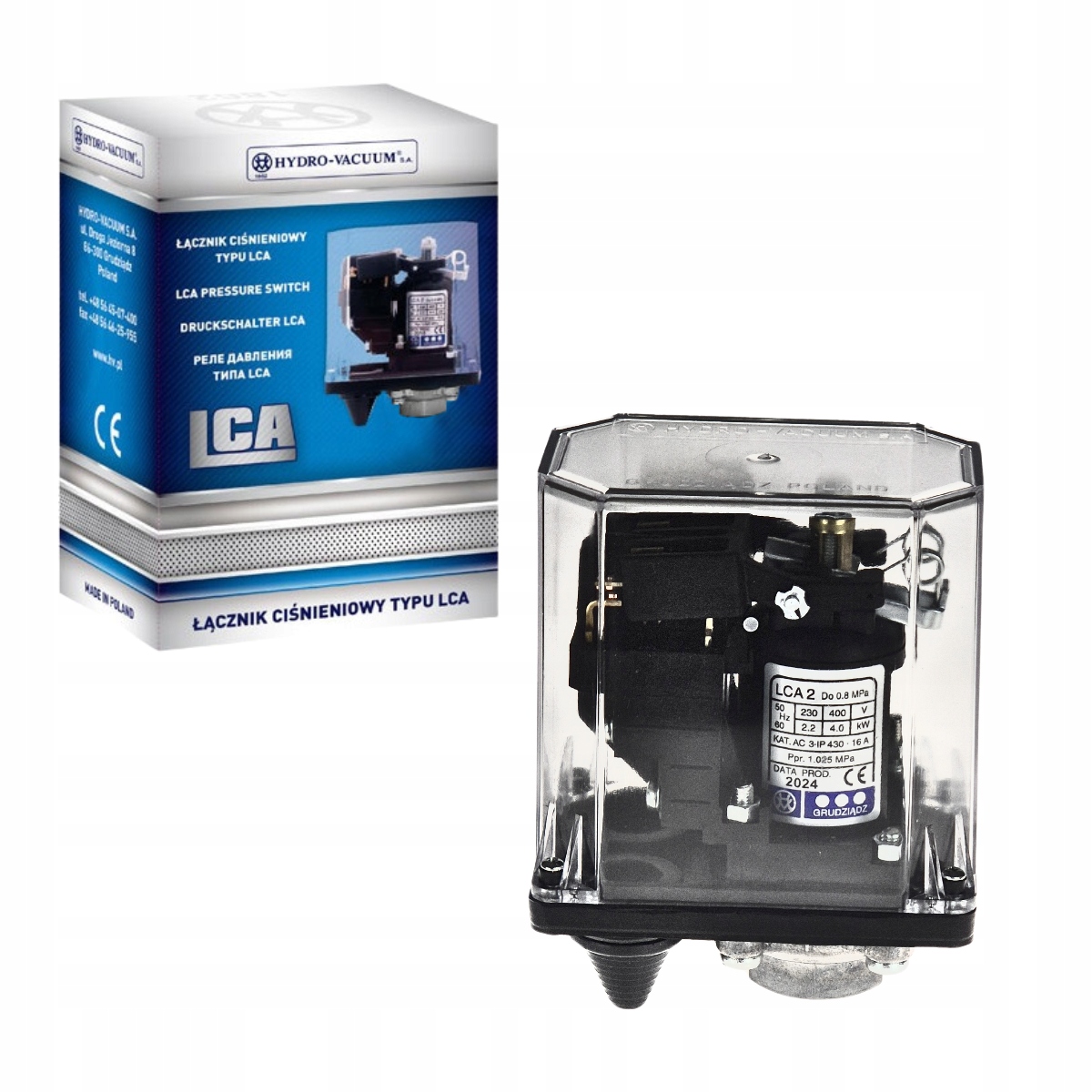 Tlakový spínač 2-8 bar Spojka pre čerpadlo LCA2 poľský Hydro-VACUUM