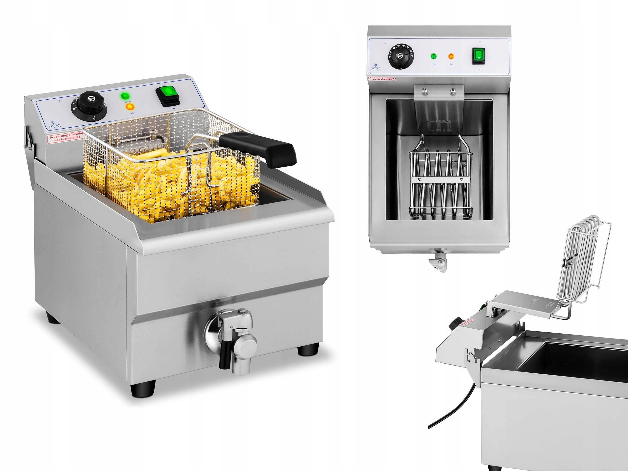 Elektrická fritéza 16 l, vypouštěcí kohout Royal Catering Rcef 16EB