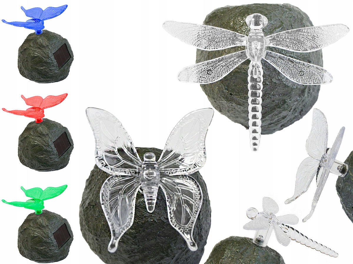 

lampa solarna Led Motyl Ważka na kamieniuRGB P-605