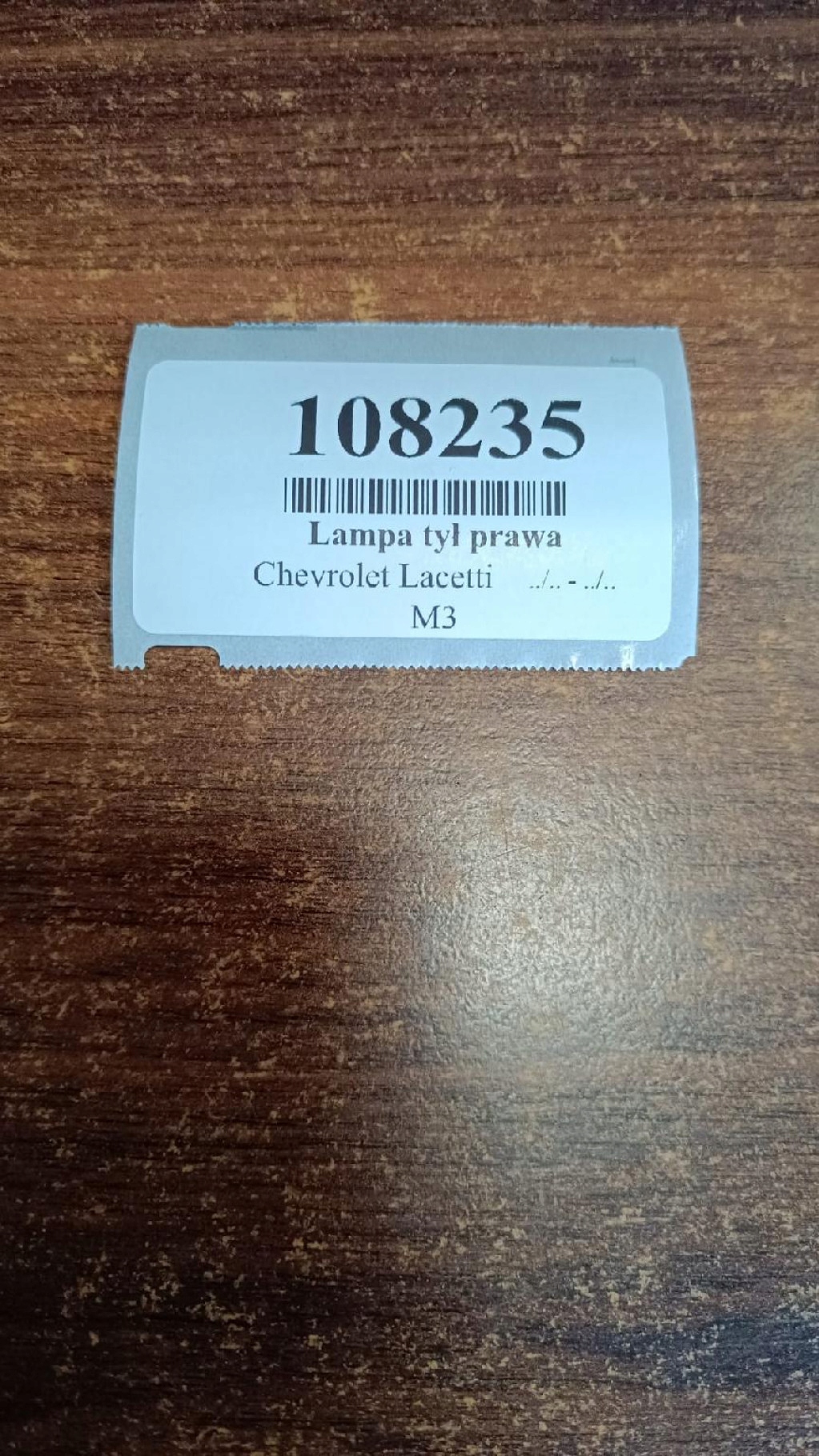 CHEVROLET LACETTI light right rear part to the bonnet