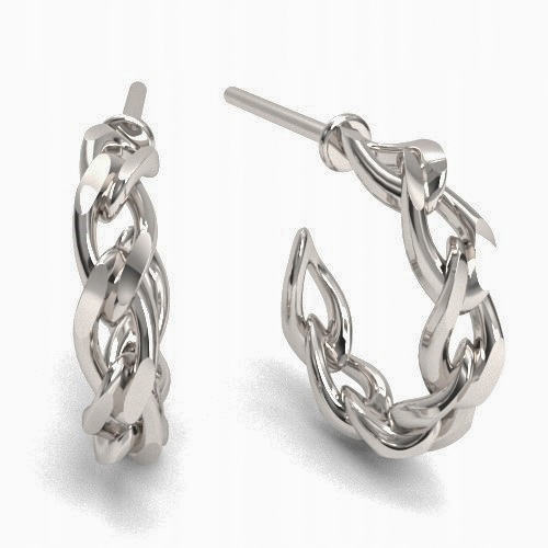 Dýky kola vzorem řetězu rhodiované stříbro