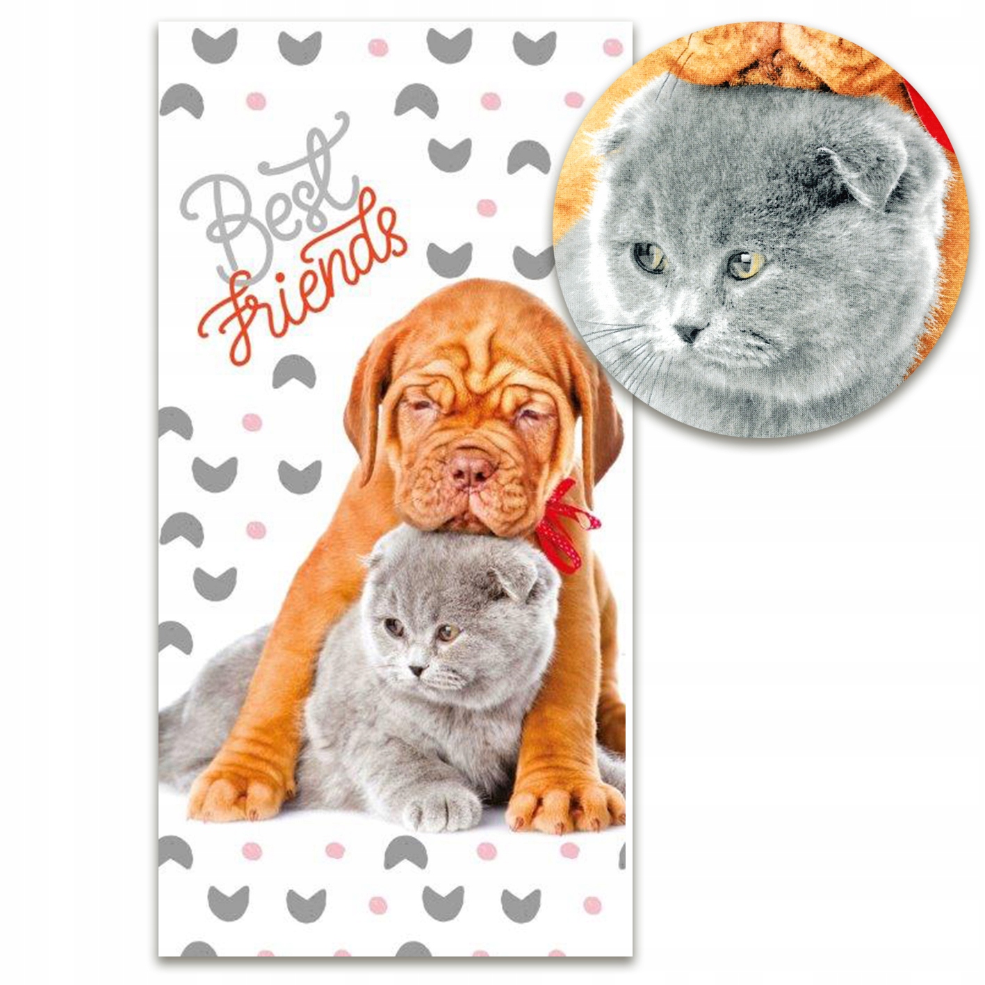 

Ręcznik kąpielowy dla dzieci 70x140 cm Pies kot