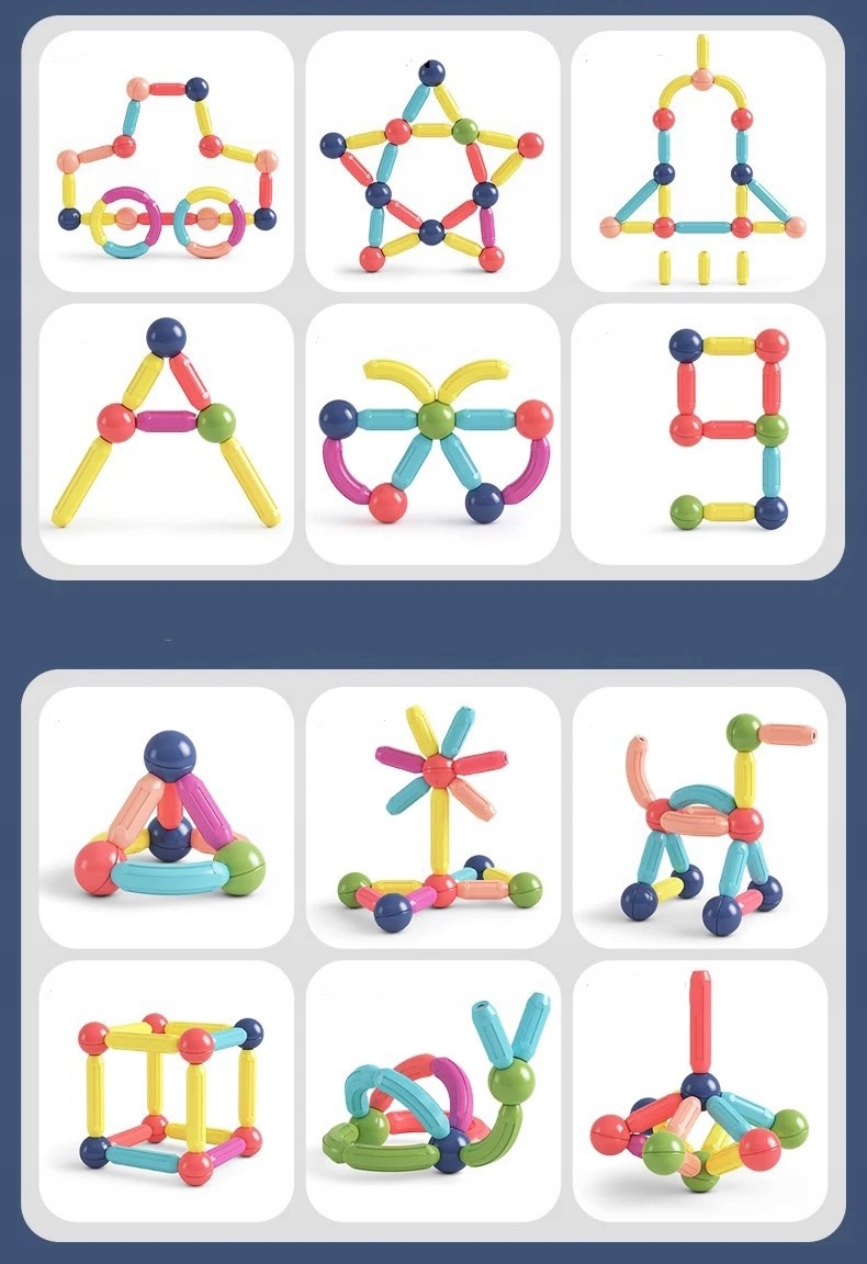 DUŻE KLOCKI MAGNETYCZNE KONSTRUKCYJNE MAGNETIC STICKS 84 sztuk Certyfikaty, opinie, atesty CE